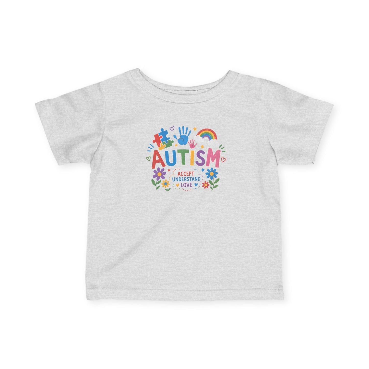 Infant Autism Support Shirt— "Autism: Accept Understand Love" Baby T-Shirt - Heather, 12M image