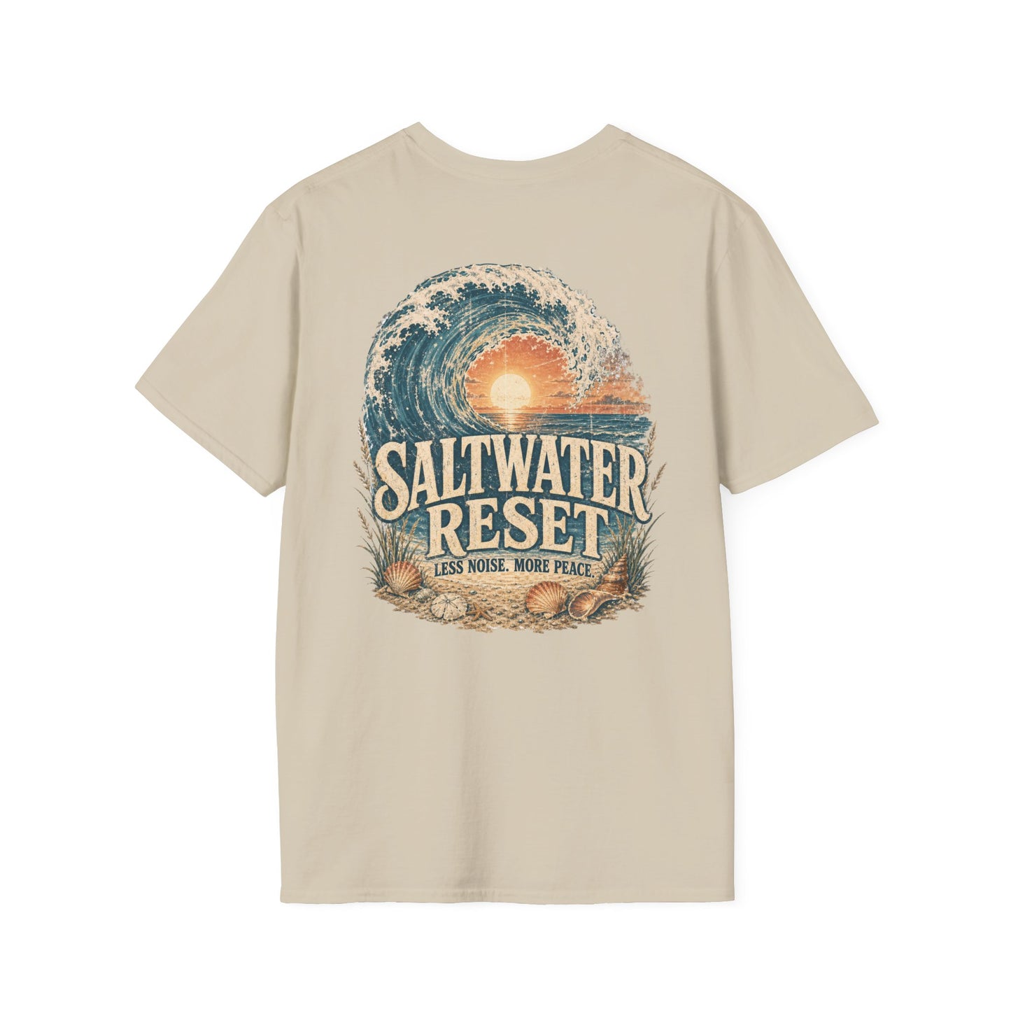 "Saltwater Reset" Retro Ocean Barrel Wave Sunset Graphic T-Shirt