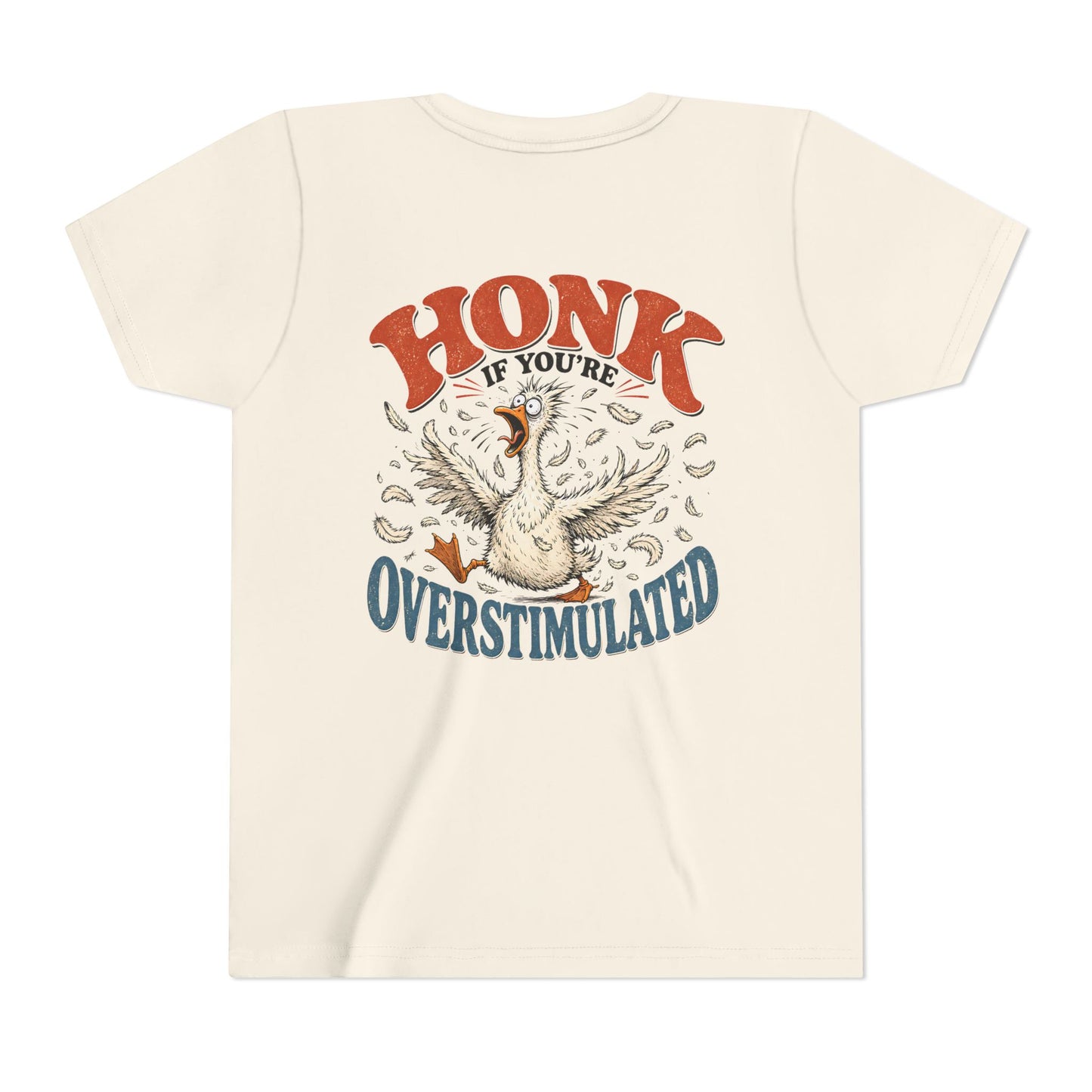 Youth Tee — "Honk If You’re Overstimulated" Silly Goose Graphic BACK PRINT