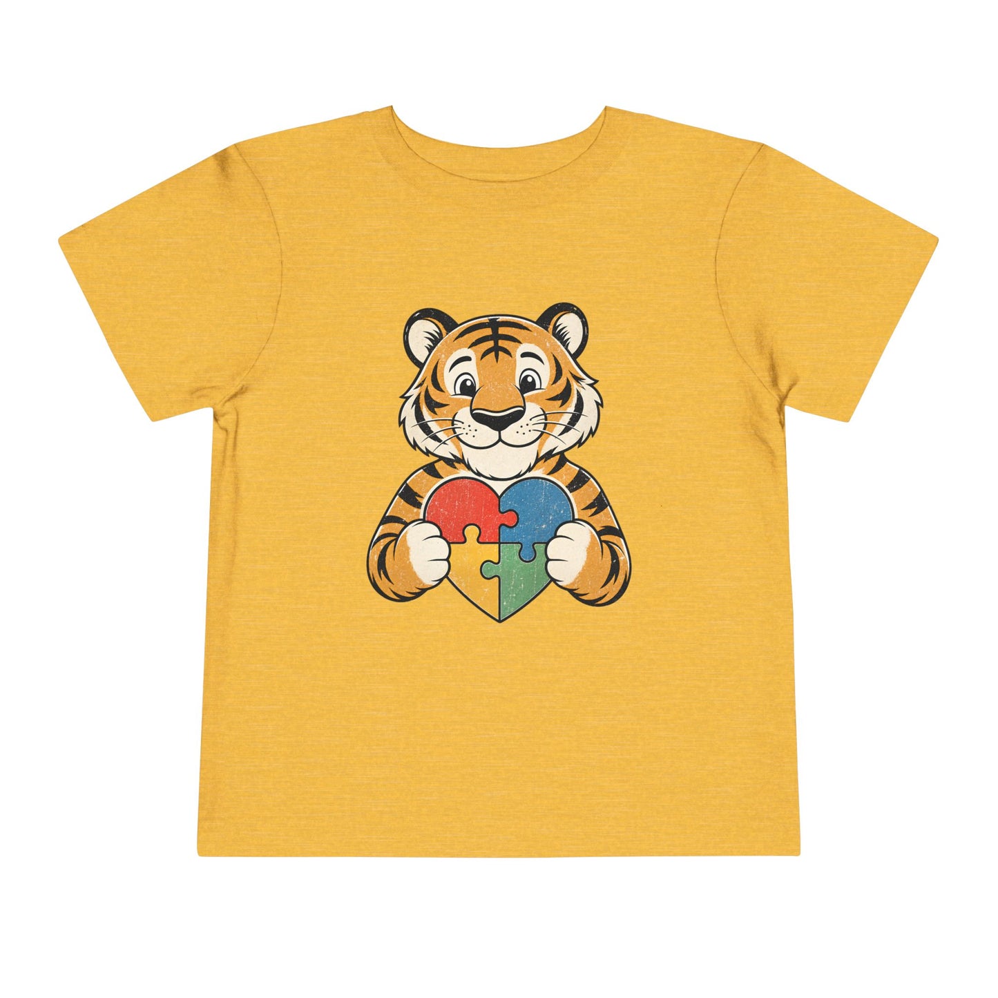 Toddler Tee — Cute Tiger Holding Autism Puzzle Heart image 16