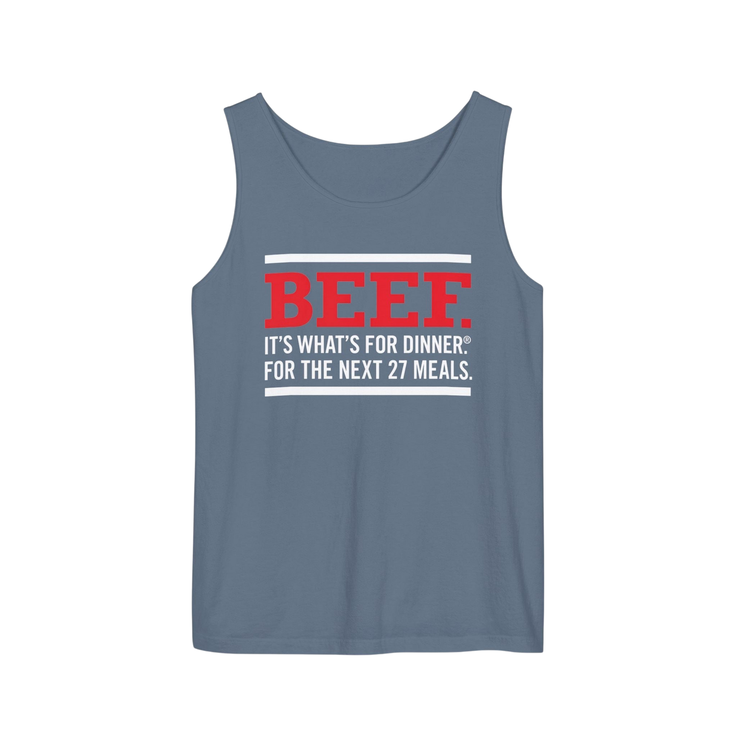 Beef: It’s What’s For Dinner — Funny Graphic Tank Top  for Autistic people seeking routine - UNISEX image 4