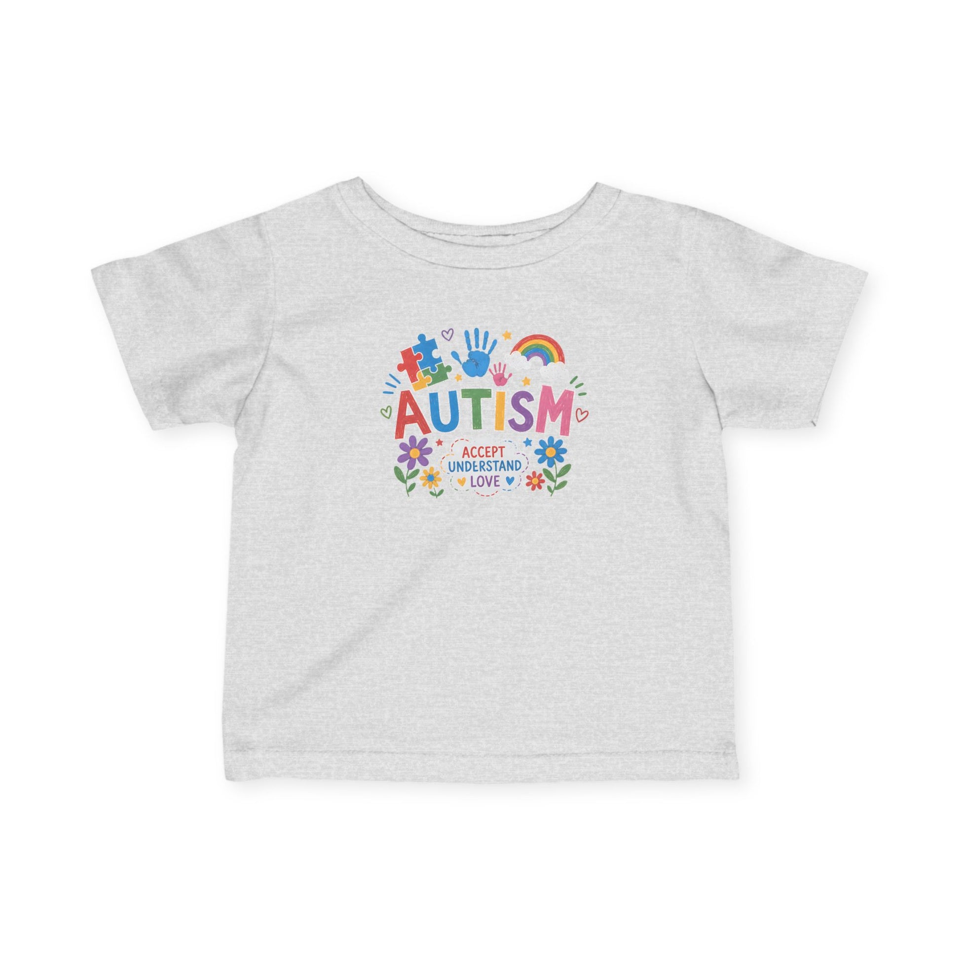 Infant Autism Support Shirt— "Autism: Accept Understand Love" Baby T-Shirt - Heather, 6M image