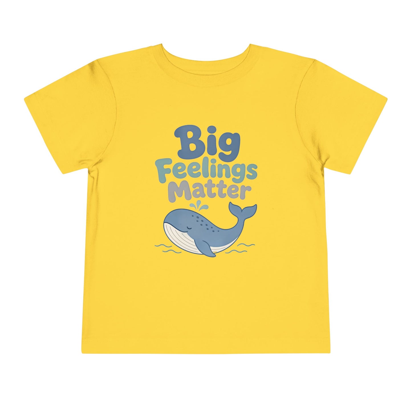 Big Feelings Matter Toddler Tee — Cute Whale Emotional Support Shirt - Yellow, 2T image