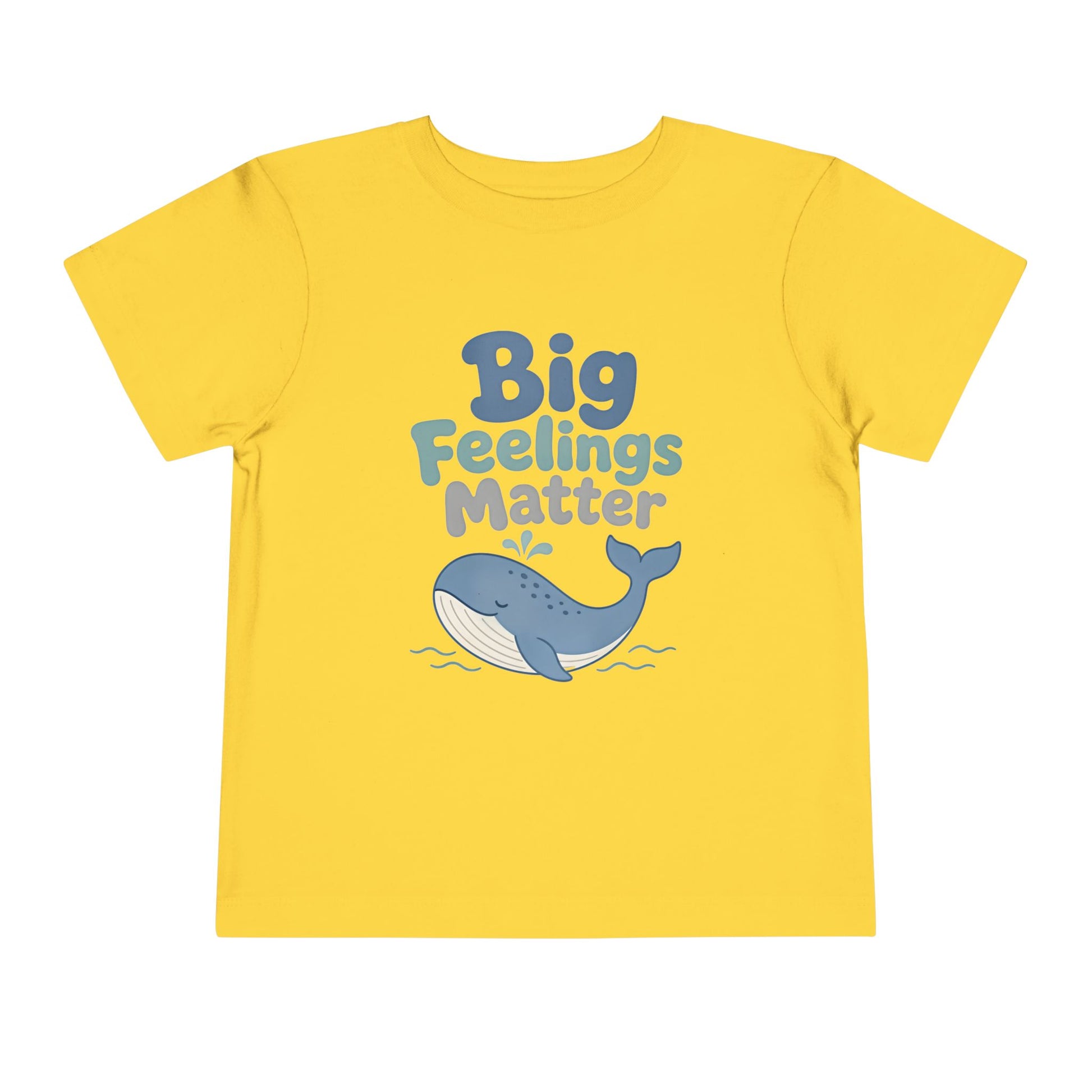 Big Feelings Matter Toddler Tee — Cute Whale Emotional Support Shirt - Yellow, 2T image