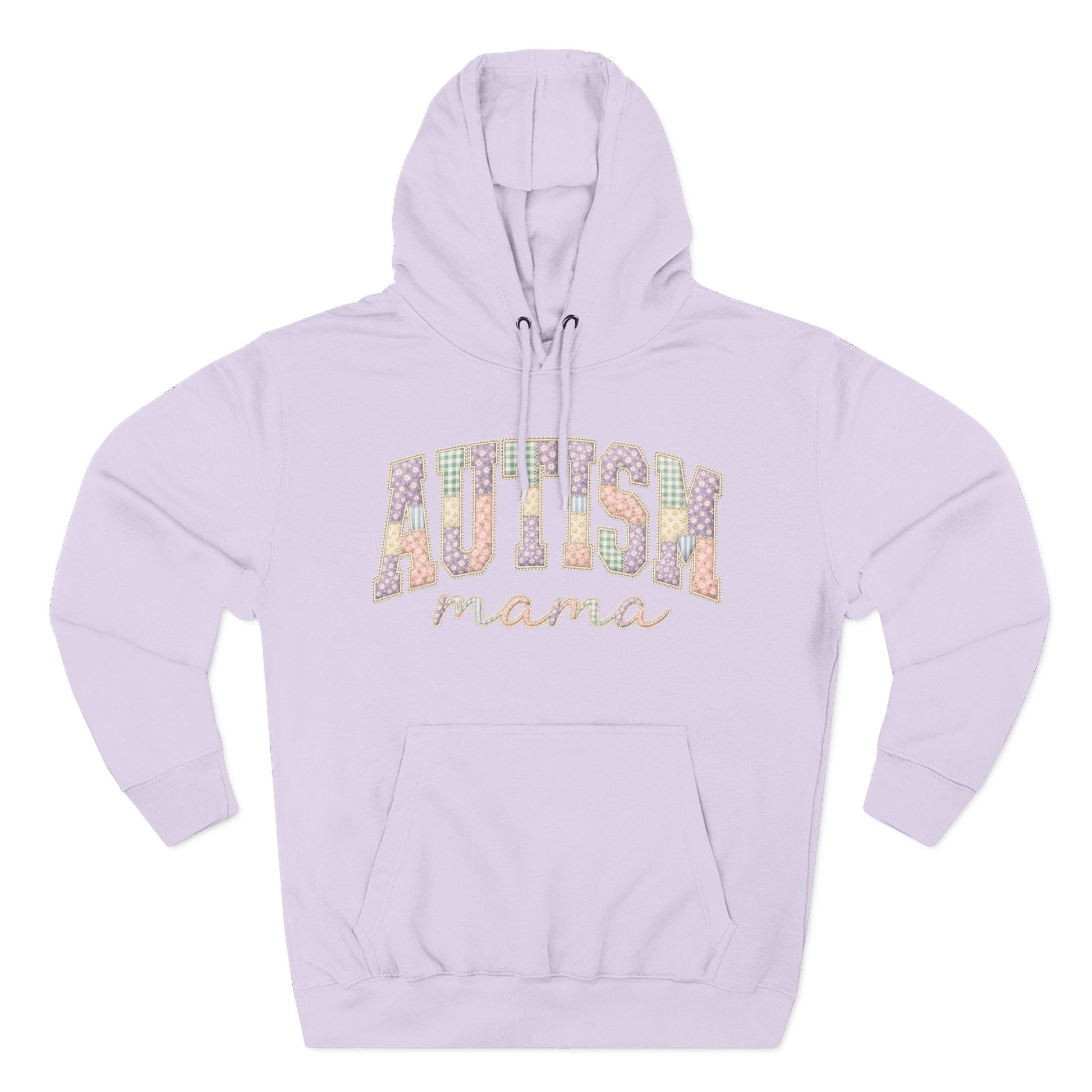 Autism Mama Hoodie — Pastel Patchwork-Pattern Support Sweatshirt - S, Lilac image