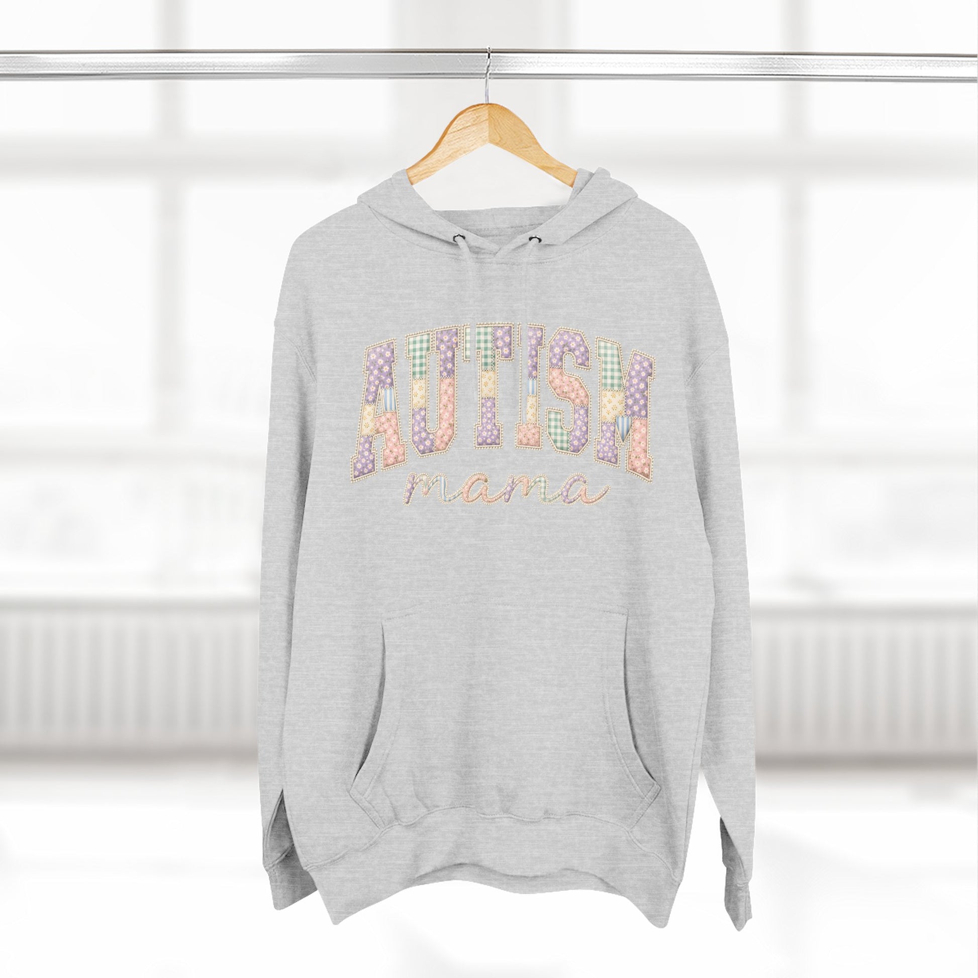 Autism Mama Hoodie — Pastel Patchwork-Pattern Support Sweatshirt image 7