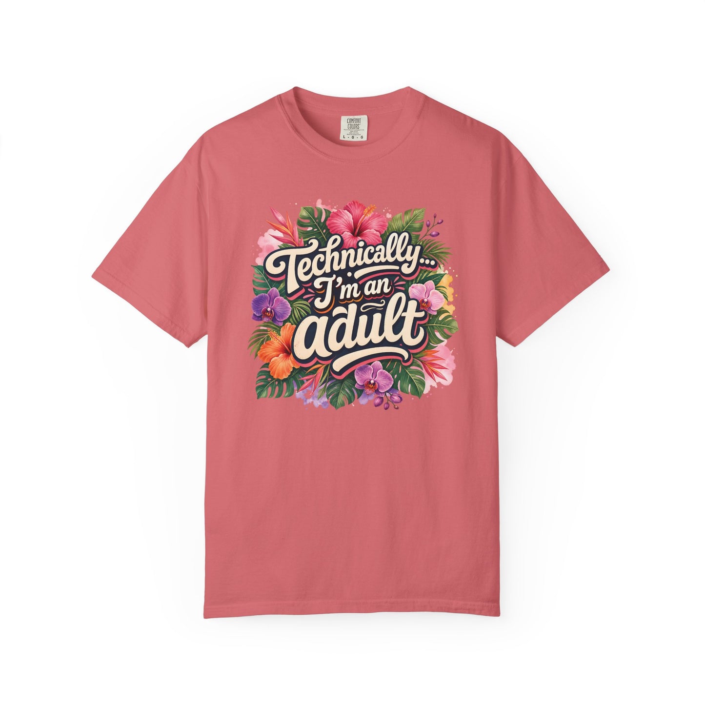 Technically I’m an Adult T-Shirt — Floral ADHD ASD Funny AuDulting T-Shirt