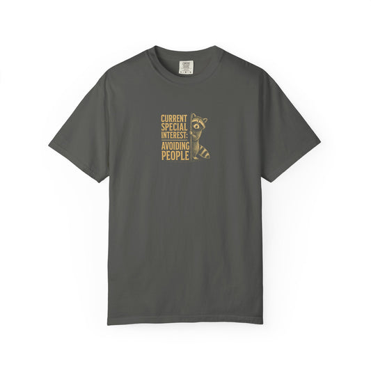 Avoiding People T-Shirt — Funny Introvert Raccoon Graphic Tee