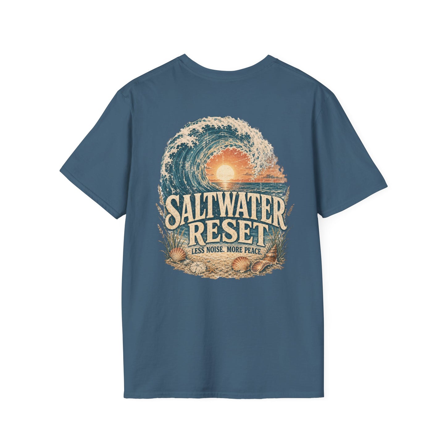 "Saltwater Reset" Retro Ocean Barrel Wave Sunset Graphic T-Shirt