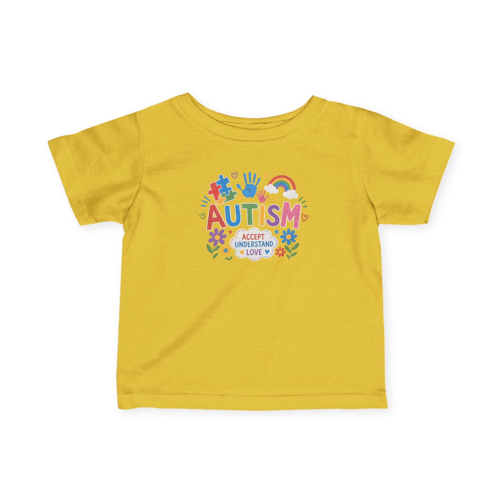 Infant Autism Support Shirt— "Autism: Accept Understand Love" Baby T-Shirt - Butter, 12M image