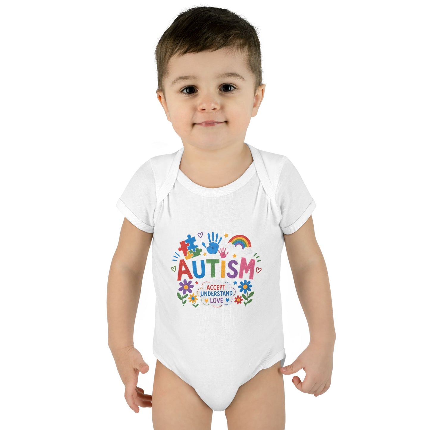 Autism Awareness Infant Bodysuit — 'Accept Understand Love' Colorful Design image 5