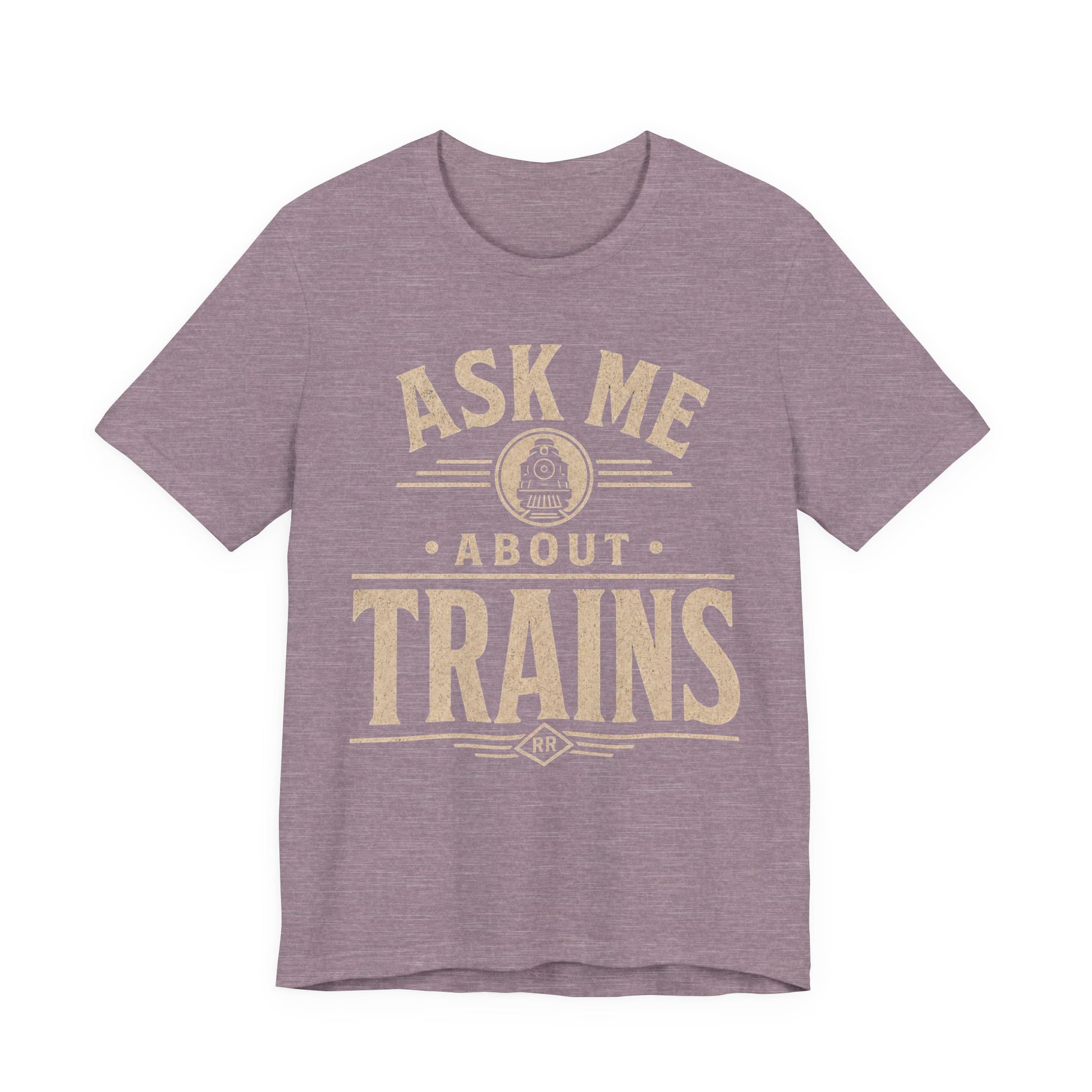 Ask Me About Trains Shirt — Vintage Railroad Tee for Train Enthusiasts image