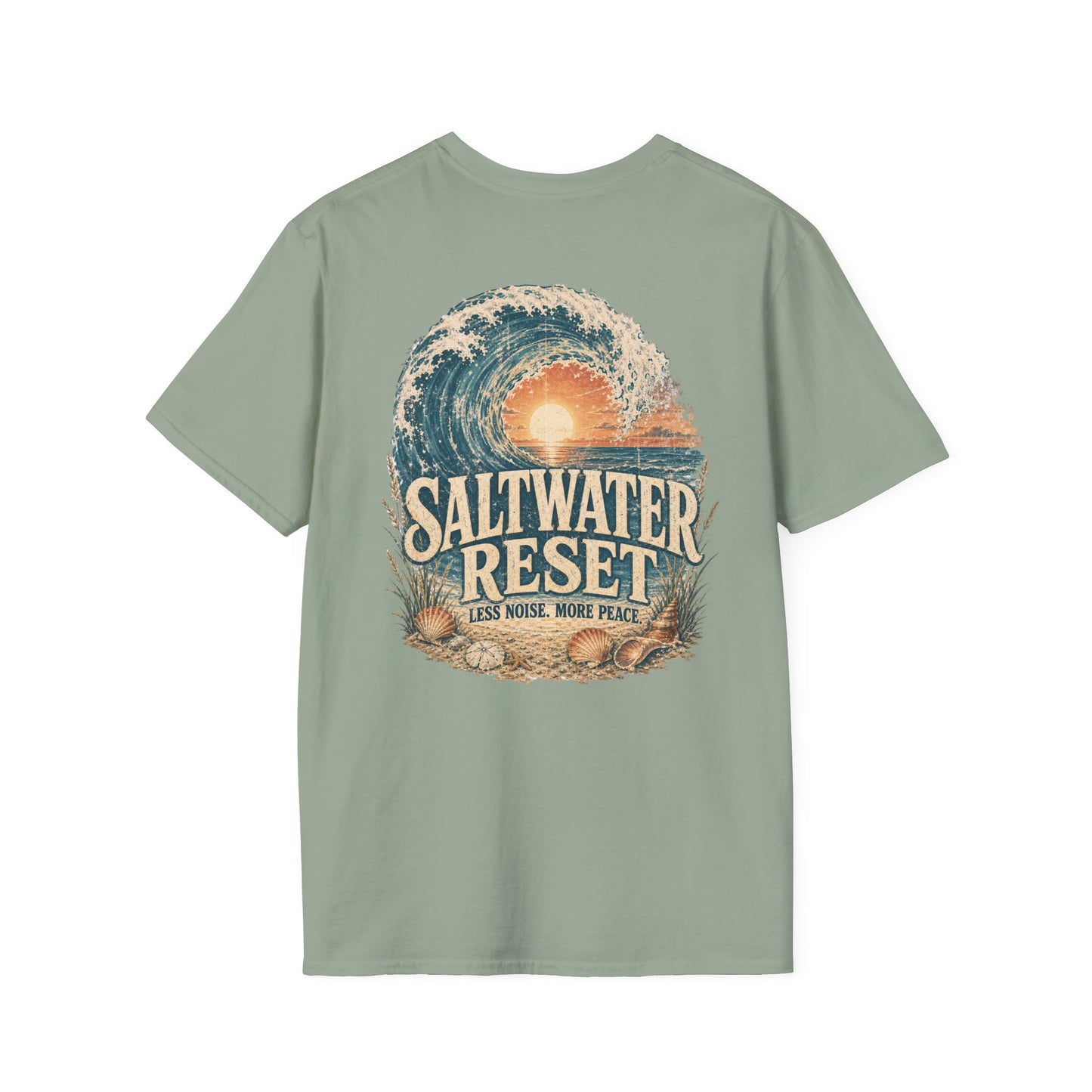 "Saltwater Reset" Retro Ocean Barrel Wave Sunset Graphic T-Shirt