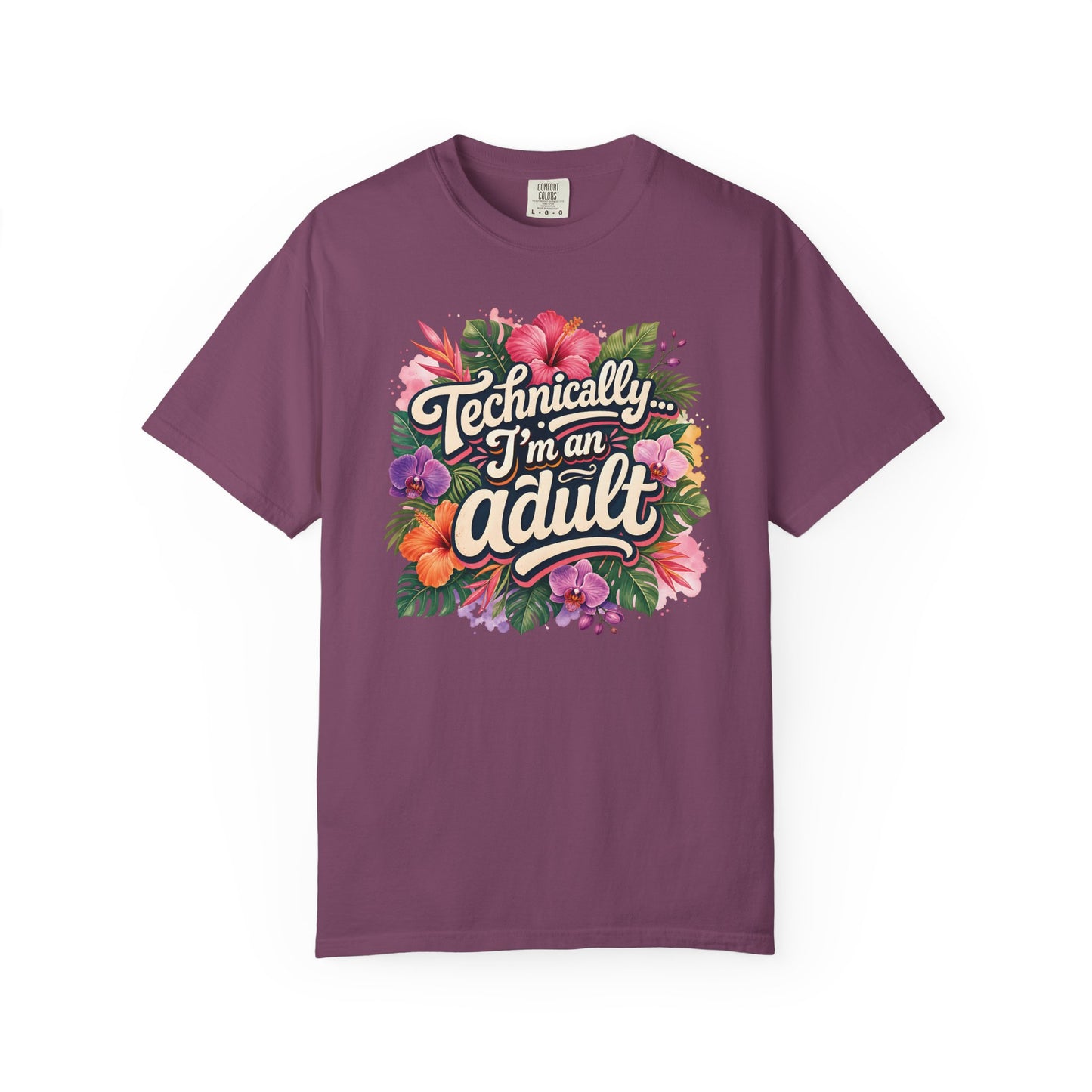 Technically I’m an Adult T-Shirt — Floral ADHD ASD Funny AuDulting T-Shirt