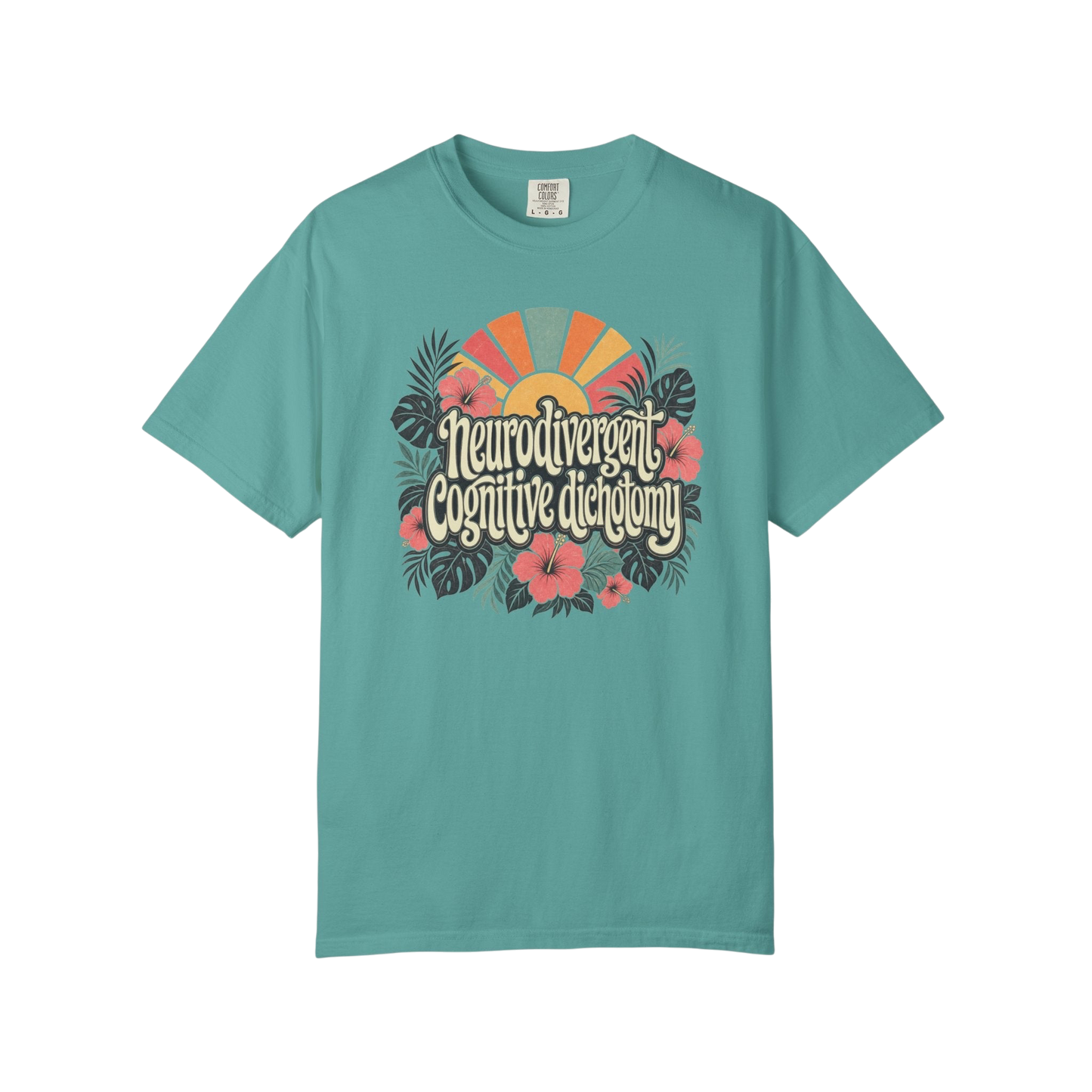 Neurodivergent Cognitive Dichotomy T-Shirt — Retro Floral Sunburst Awareness Tee