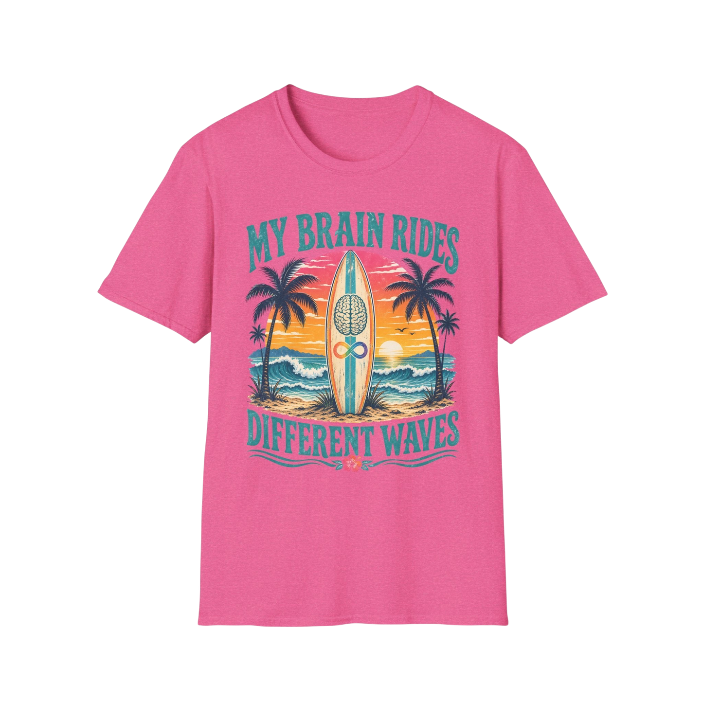 Graphic T-Shirt — "My Brain Rides Different Waves" Surf Retro Tee