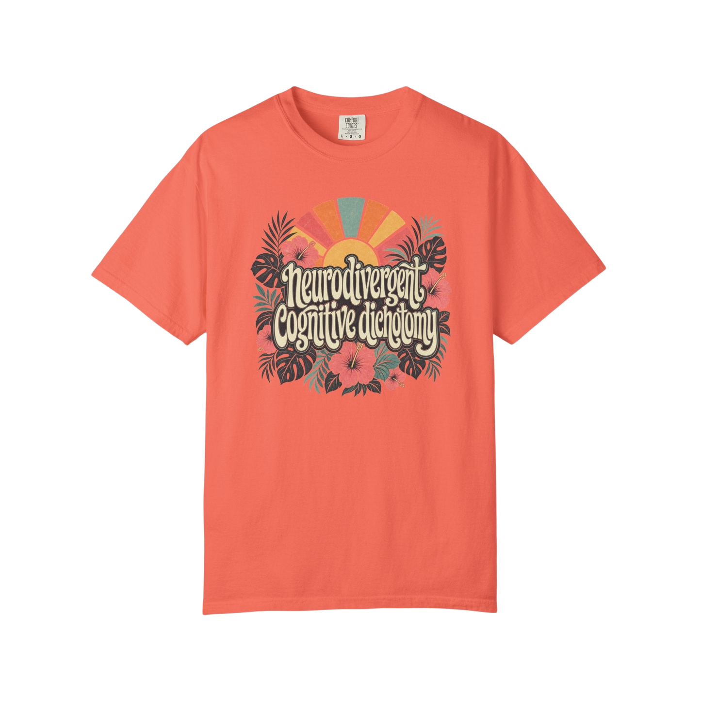 Neurodivergent Cognitive Dichotomy T-Shirt — Retro Floral Sunburst Awareness Tee