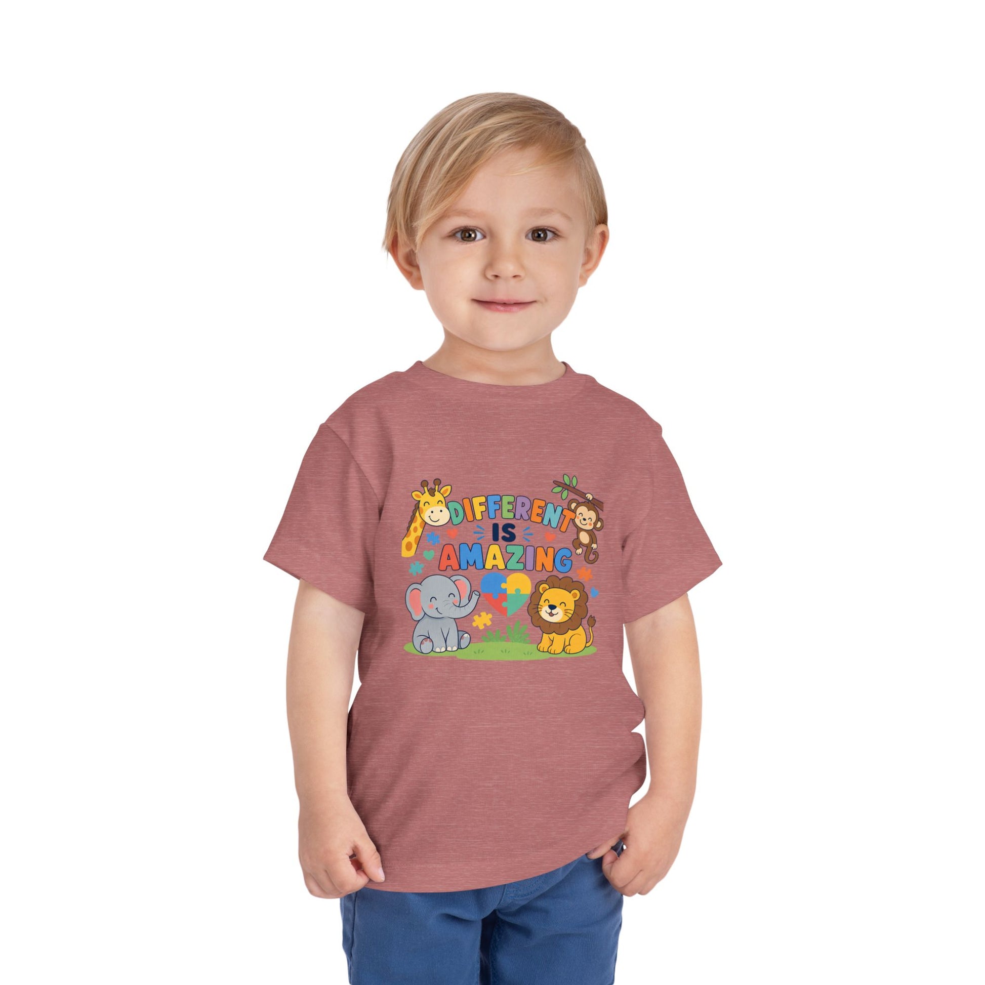 Toddler Tee — "Different Is Amazing" Jungle Animals Graphic image 7