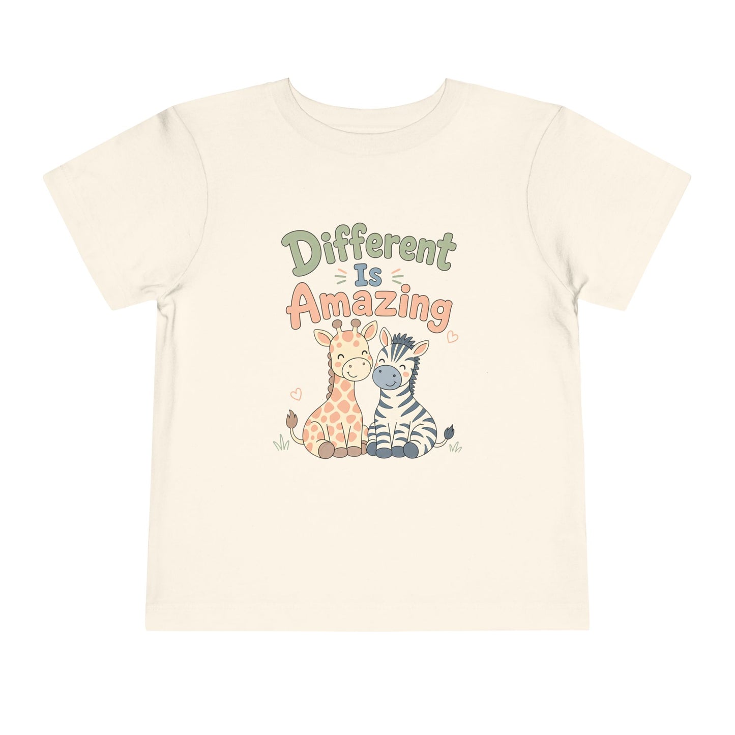 Toddler Tee — "Different Is Amazing" Giraffe &amp; Zebra Diversity Kids Shirt image 8