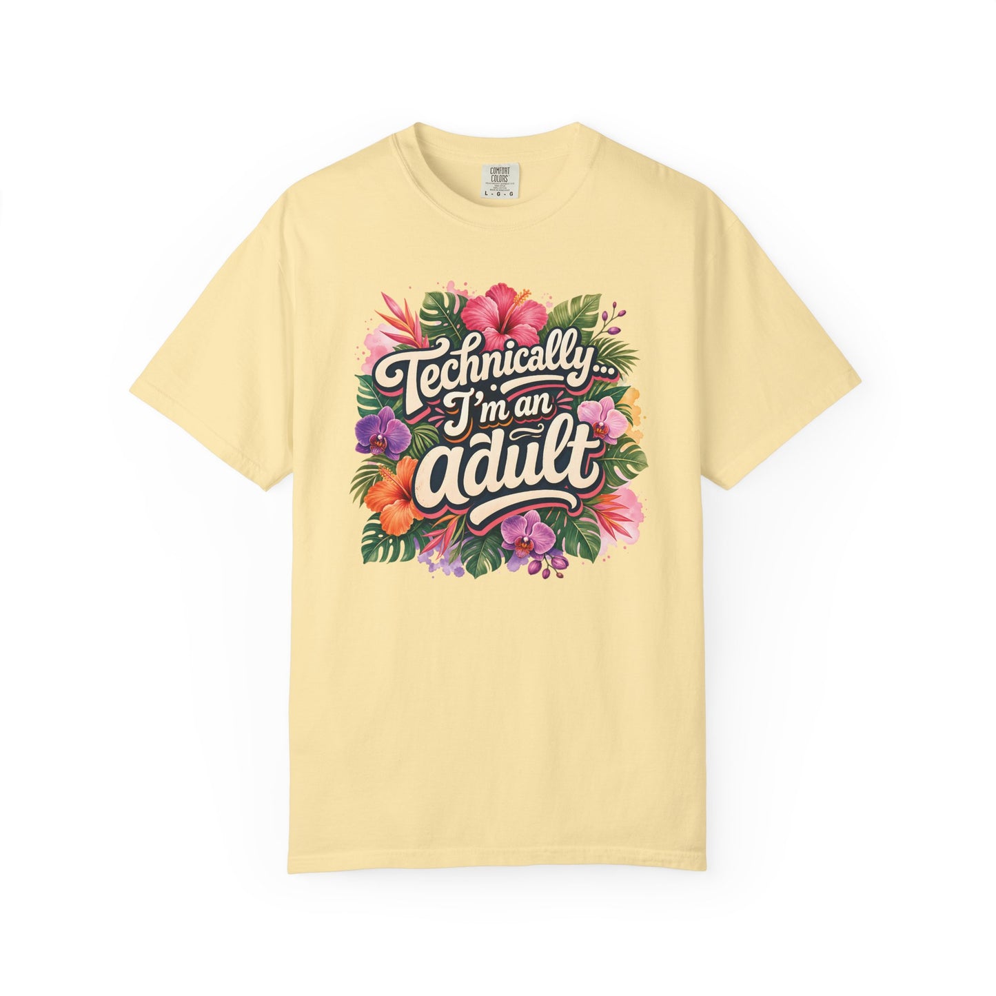 Technically I’m an Adult T-Shirt — Floral ADHD ASD Funny AuDulting T-Shirt