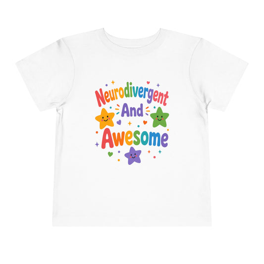 Neurodivergent and Awesome Toddler Tee — Colorful Pride Kids Shirt image 0
