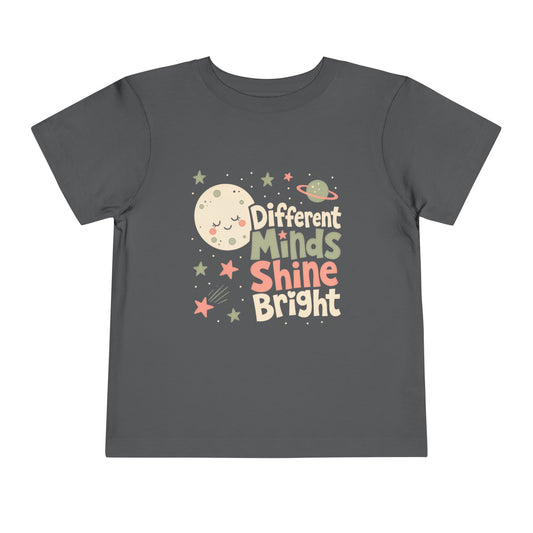 Toddler Tee — "Different Minds Shine Bright" Space Autism Awareness Shirt image 0