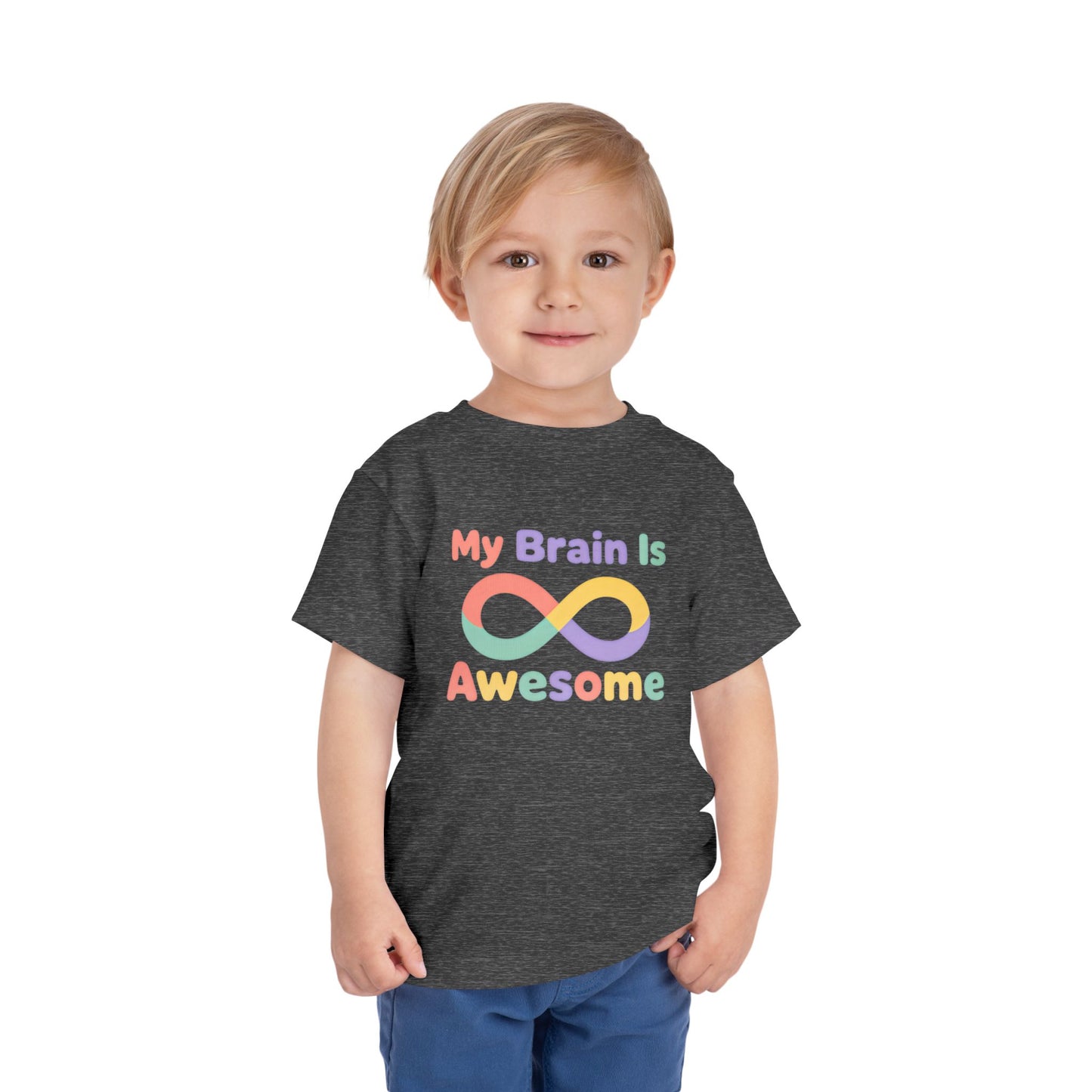 My Brain Is Awesome Toddler Tee — Rainbow Autism Infinity Shirt image 1