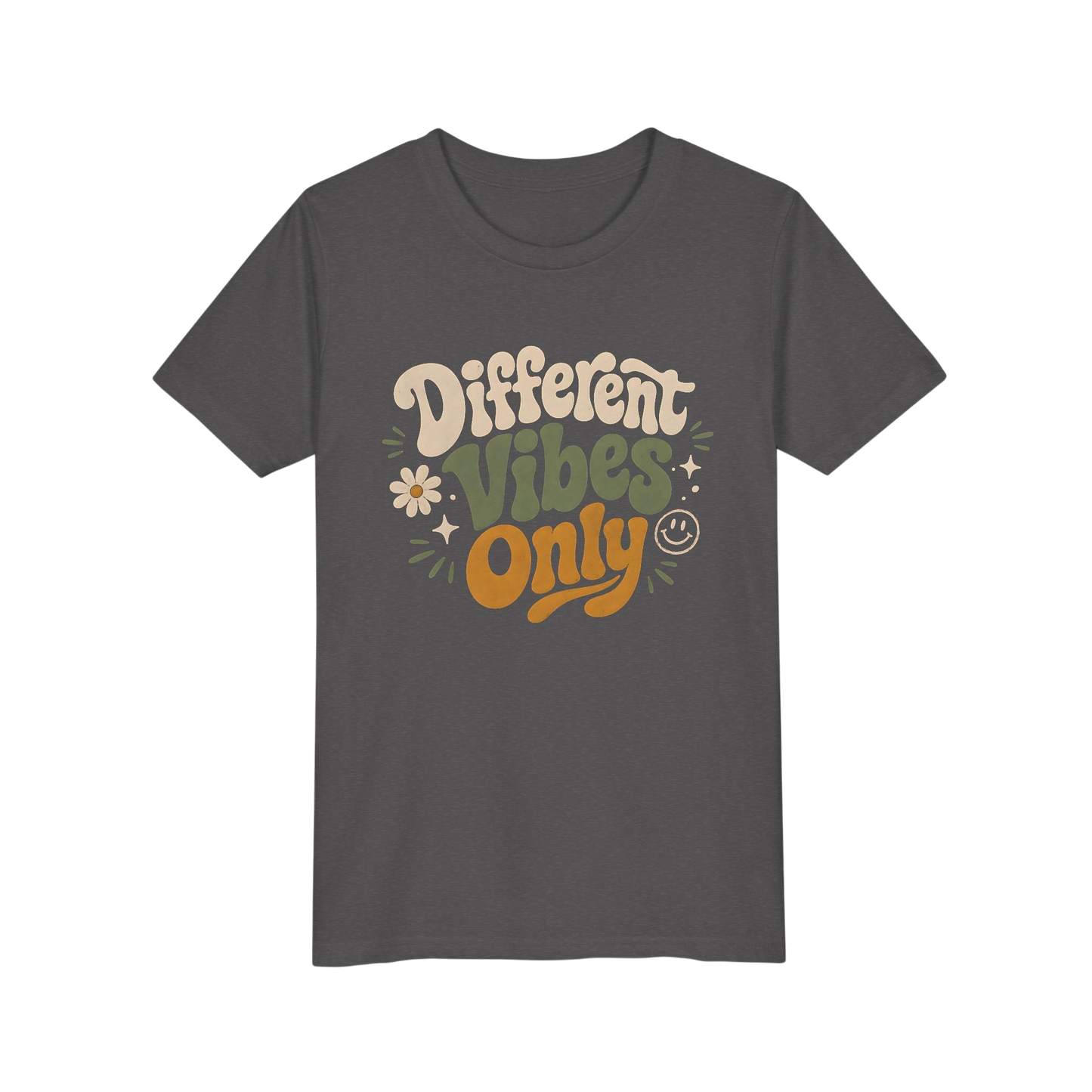 Youth Tee — "Different Vibes Only" Retro Flower Kids T-Shirt
