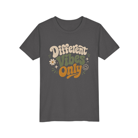 Youth Tee — "Different Vibes Only" Retro Flower Kids T-Shirt