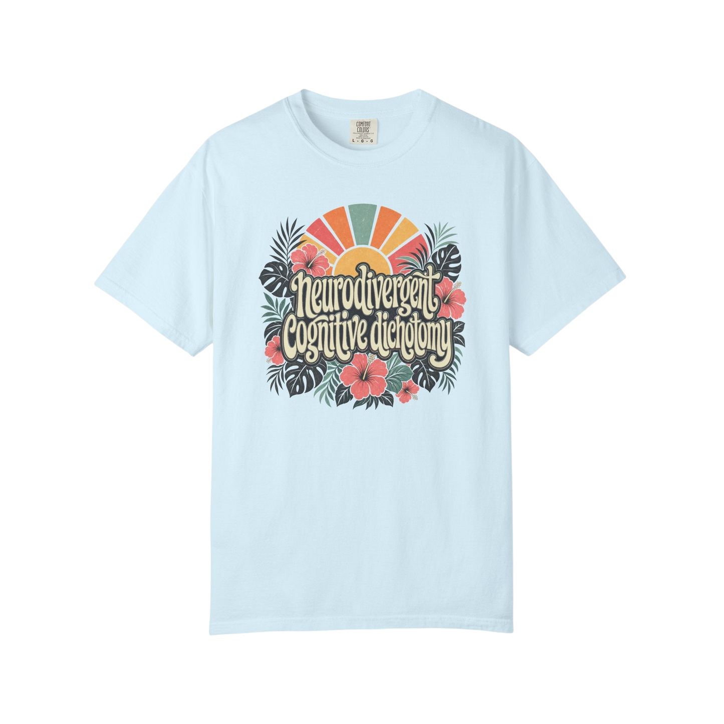 Neurodivergent Cognitive Dichotomy T-Shirt — Retro Floral Sunburst Awareness Tee