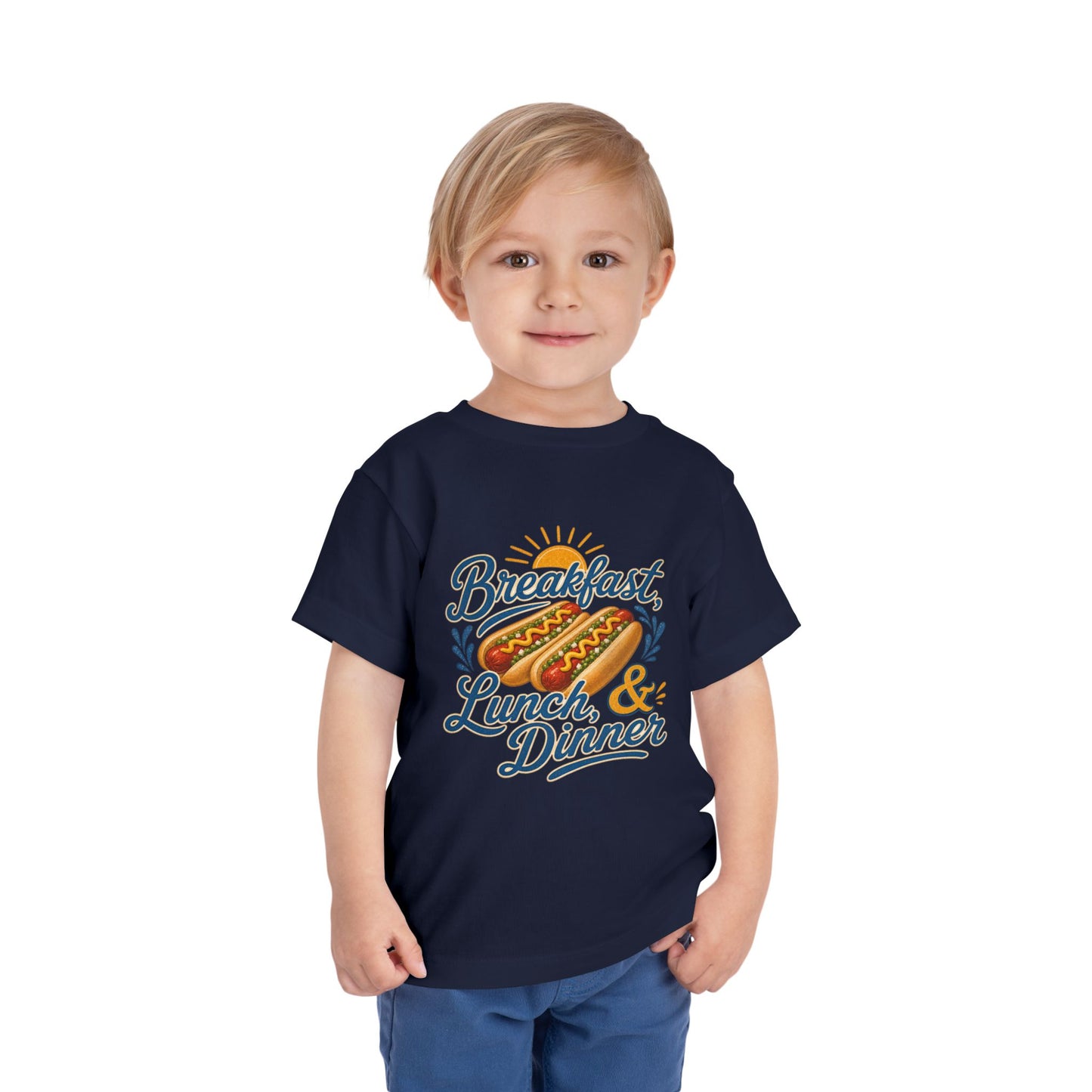 "Breakfast, Lunch & Dinner" Hot Dog Kids T‑Shirt Toddler Tee —