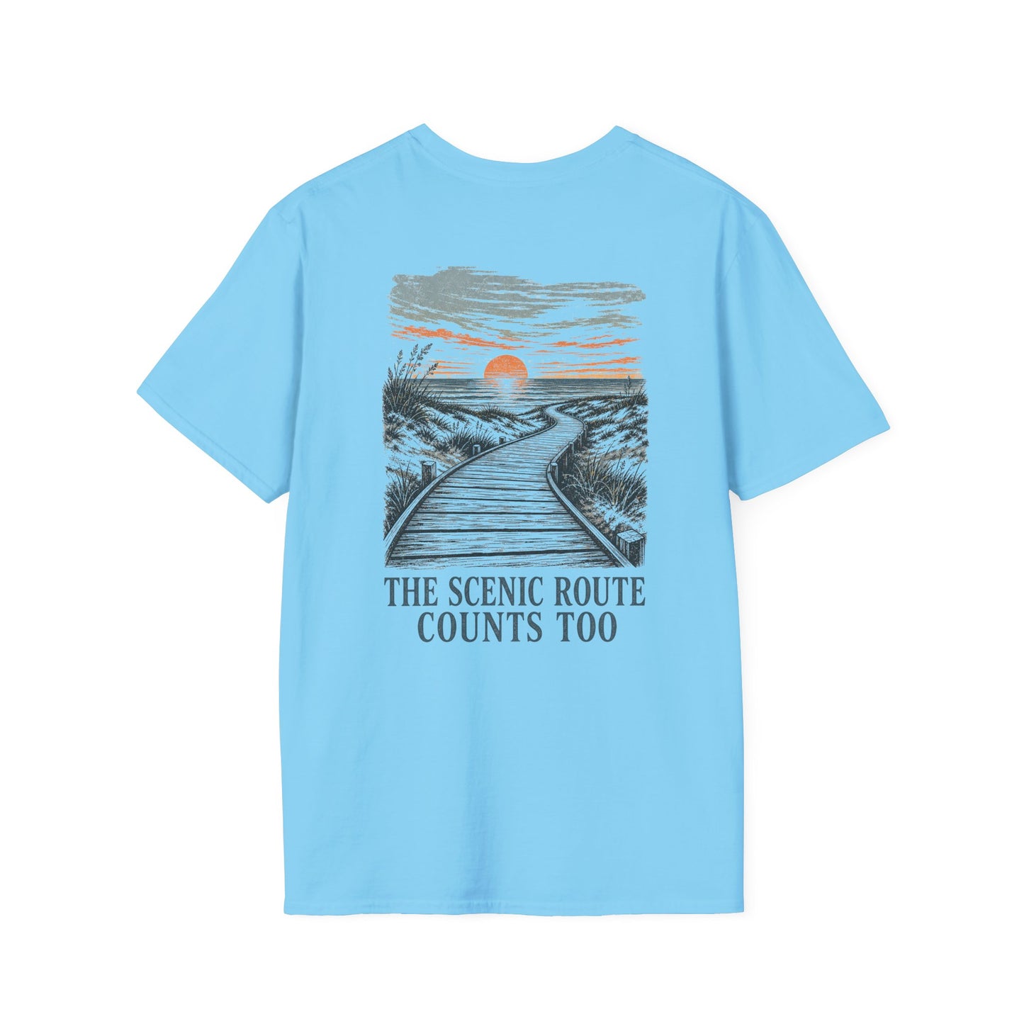 "The Scenic Route Counts Too" Vintage Boardwalk Graphic Tee