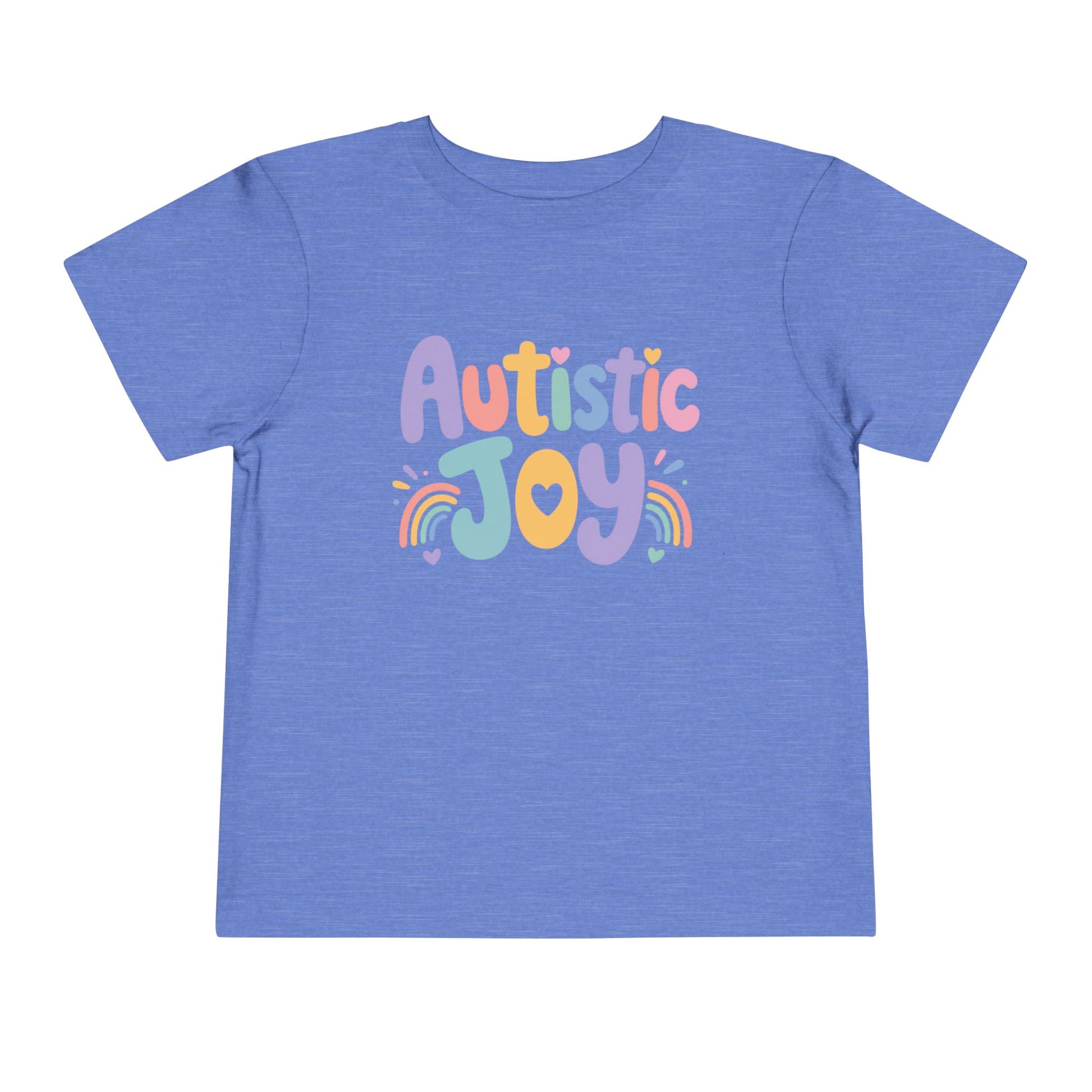Toddler Tee — "Autistic Joy" Colorful Pride Shirt for Kids - Heather Columbia Blue, 5T image