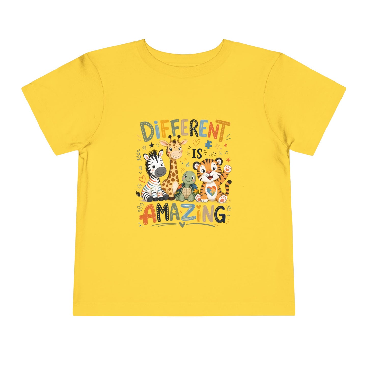 Different Is Amazing Toddler Shirt — Autism Awareness Kids Tee - Yellow, 2T image