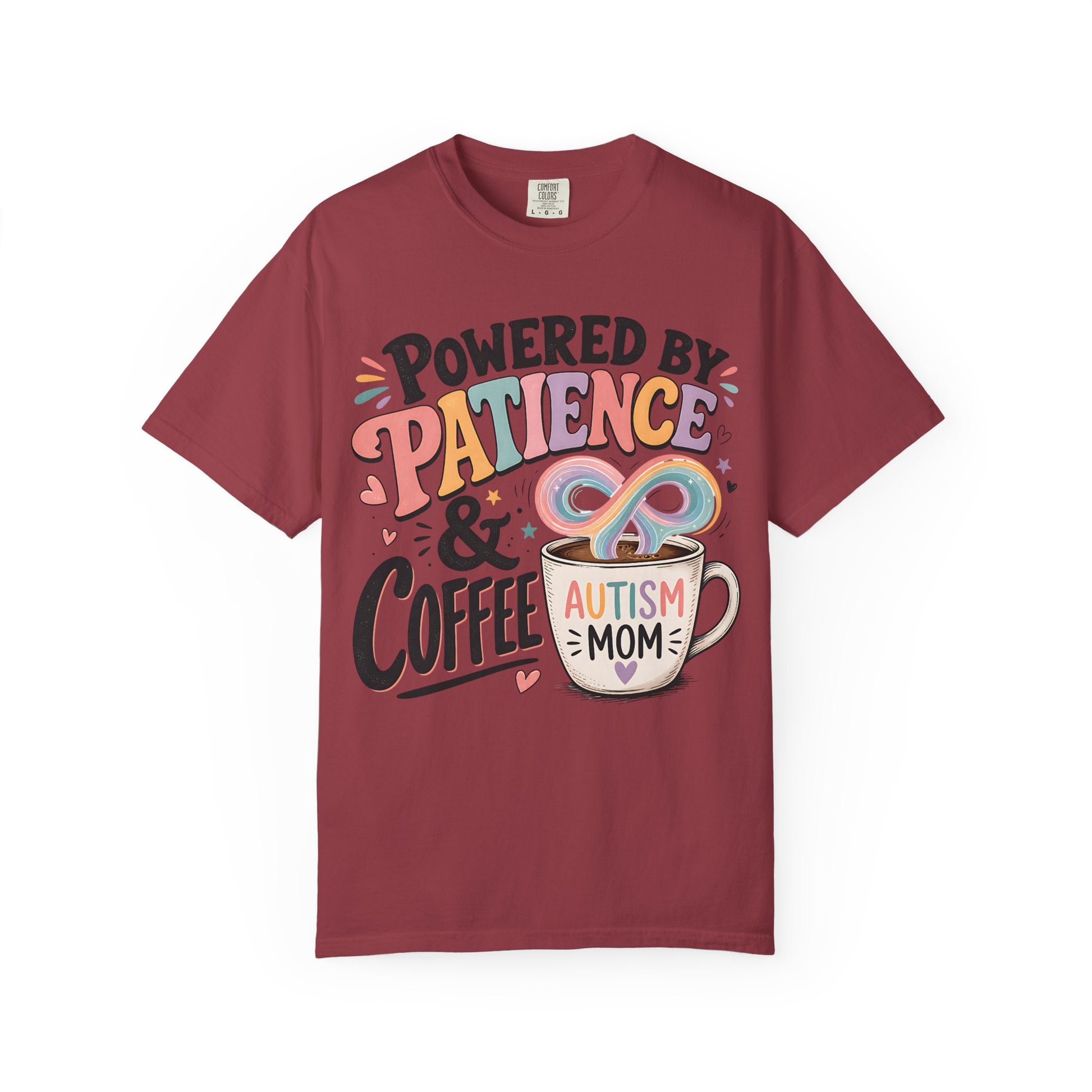 Autism Mom T-Shirt — "Powered by Patience &amp; Coffee" Graphic Tee image