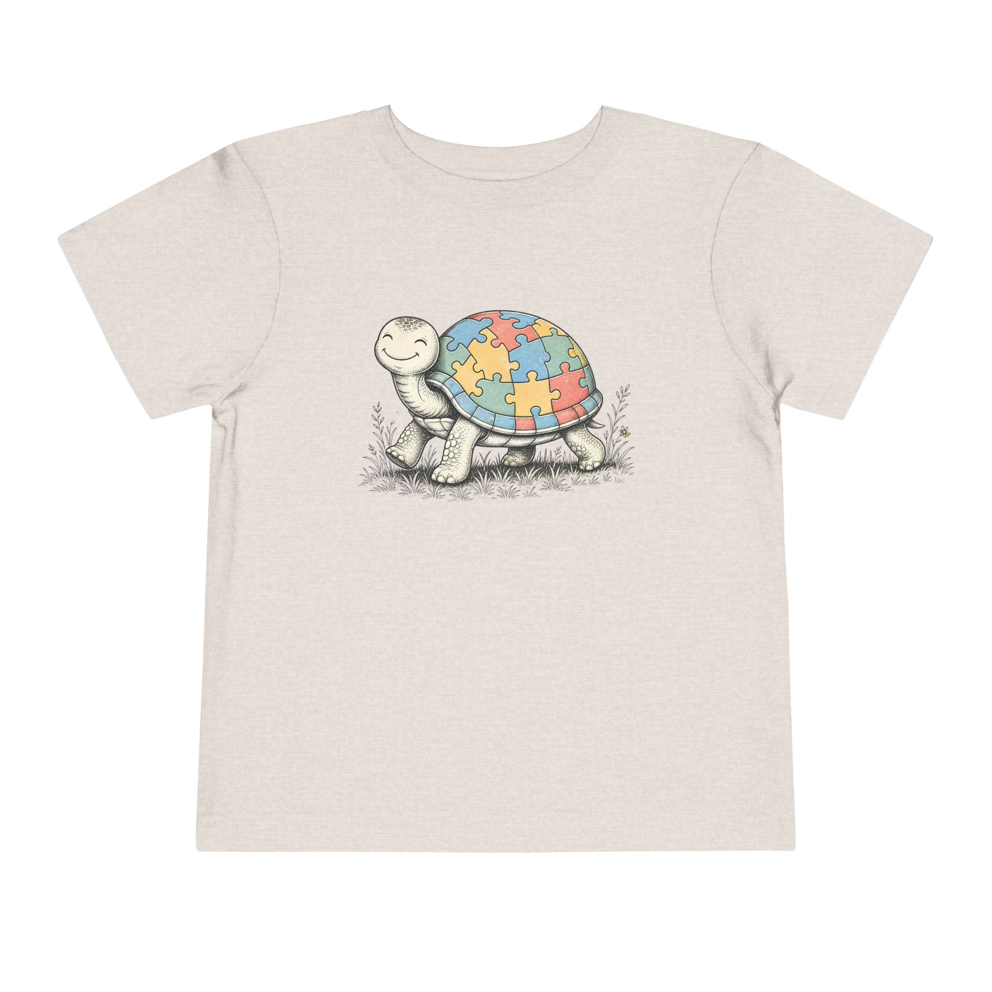 Autism Awareness Turtle Toddler Tee - Heather Dust, 3T image