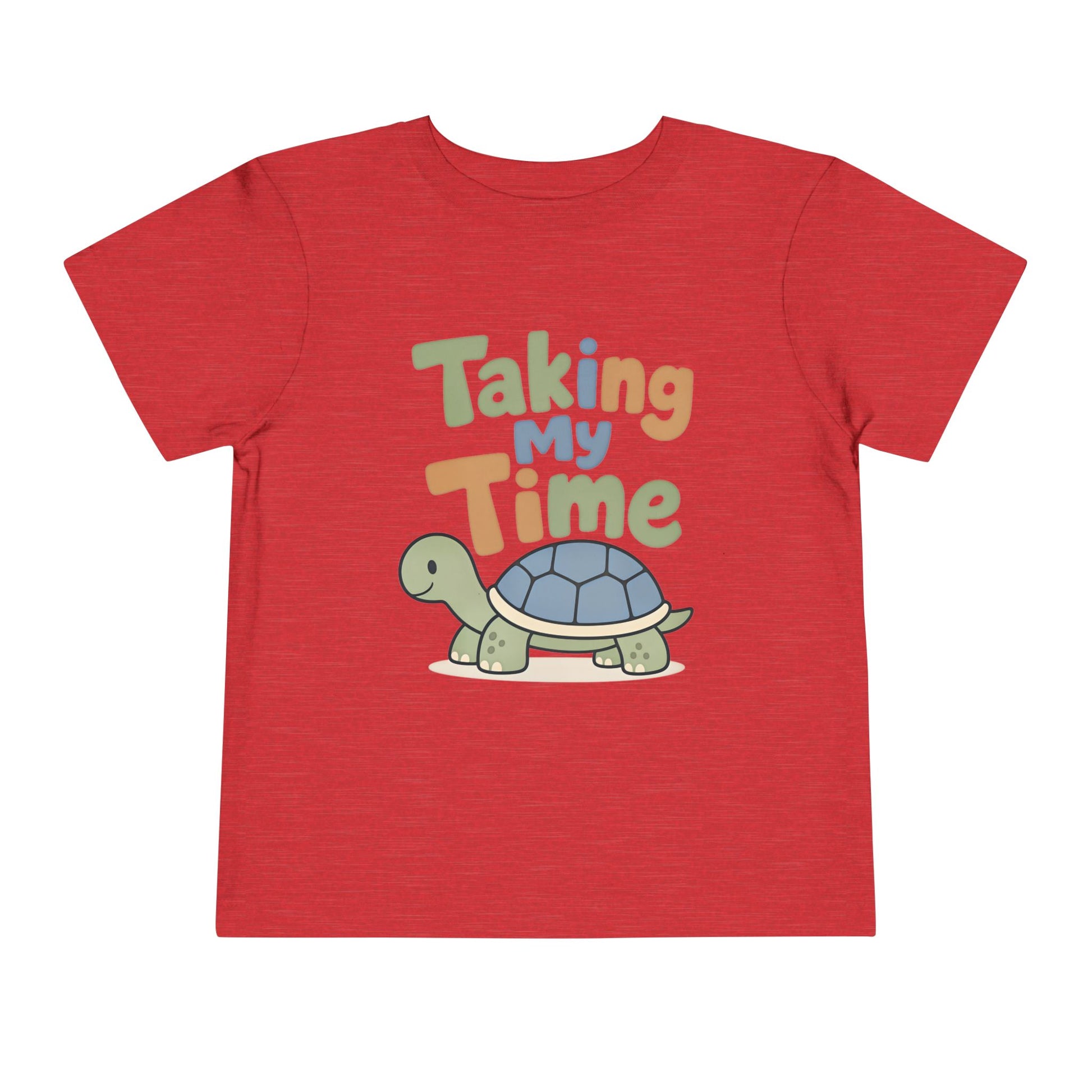 Toddler Tee — "Taking My Time" Turtle Cute Slow and Steady Kids Shirt - Heather Red, 4T image