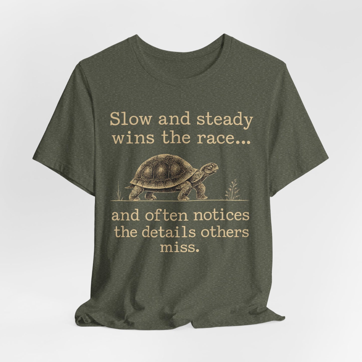 Slow and Steady Wins the Race T-Shirt — Detail-Oriented Turtle Graphic Tee image 15