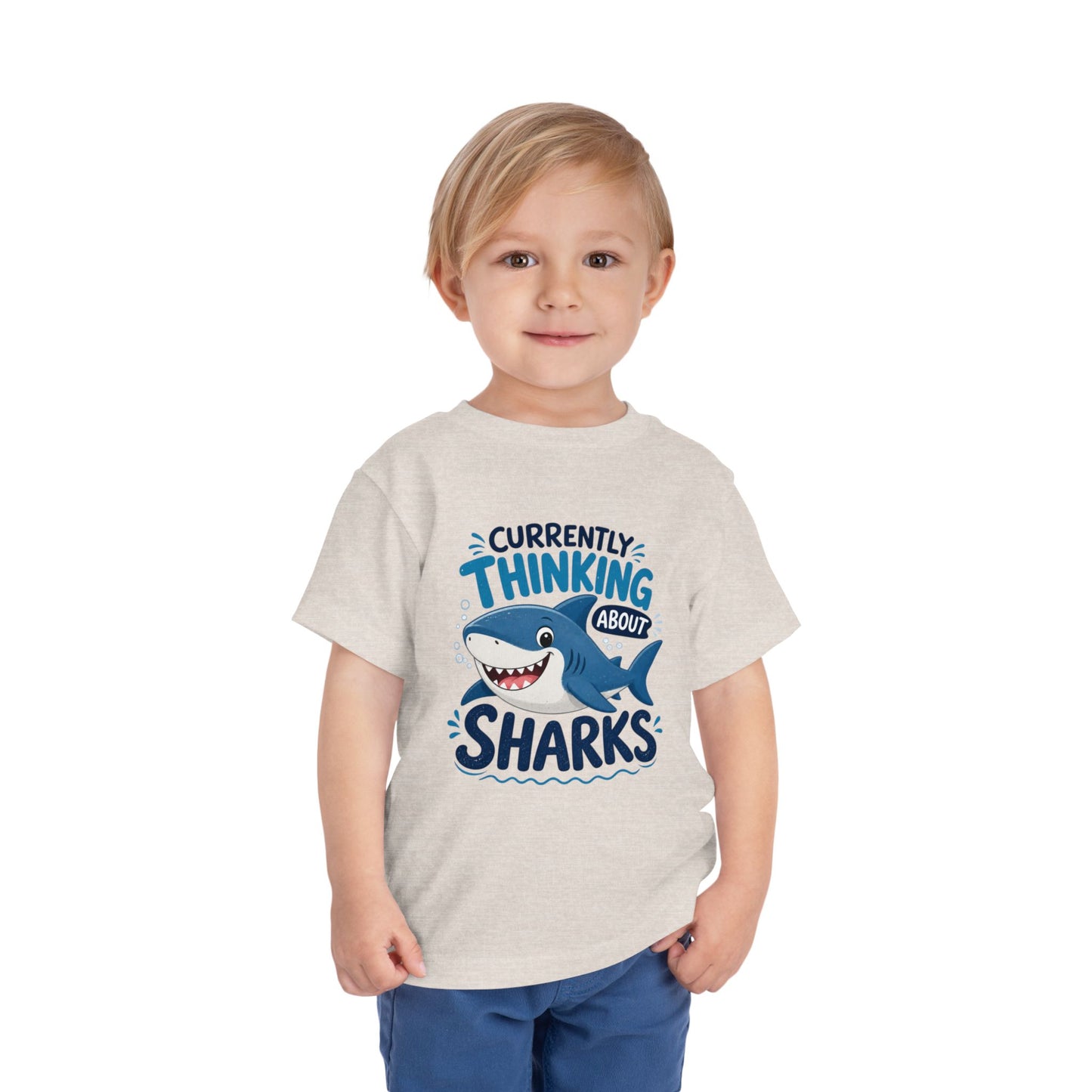 Toddler Tee — "Currently Thinking About Sharks" Cute Shark Graphic Shirt image 10