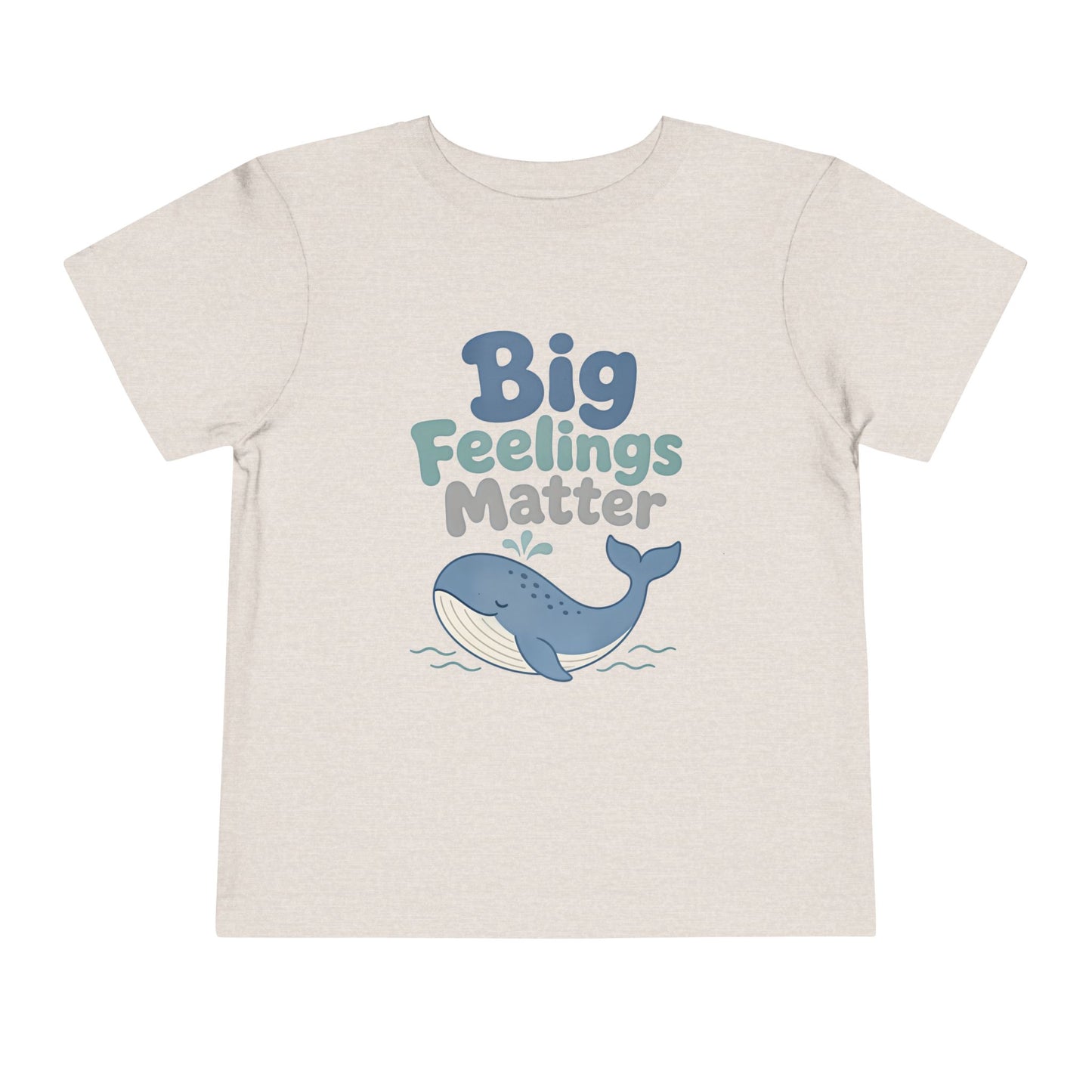 Big Feelings Matter Toddler Tee — Cute Whale Emotional Support Shirt - Heather Dust, 3T image