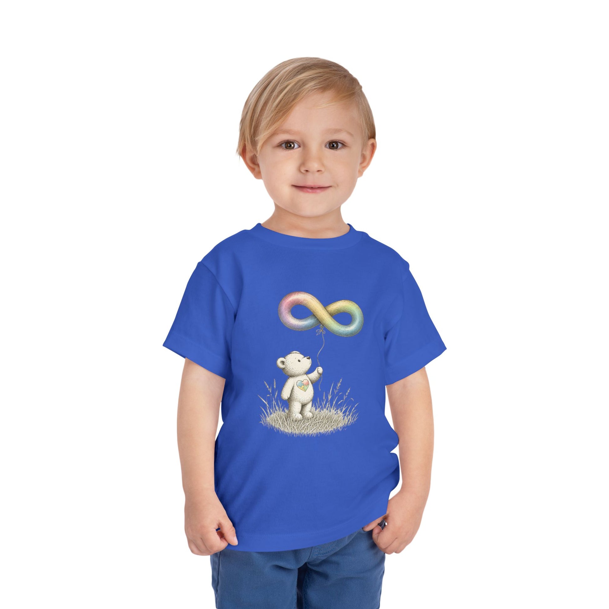 Toddler Tee — Bear Holding Rainbow Infinity Balloon Cute Kids Shirt image 13