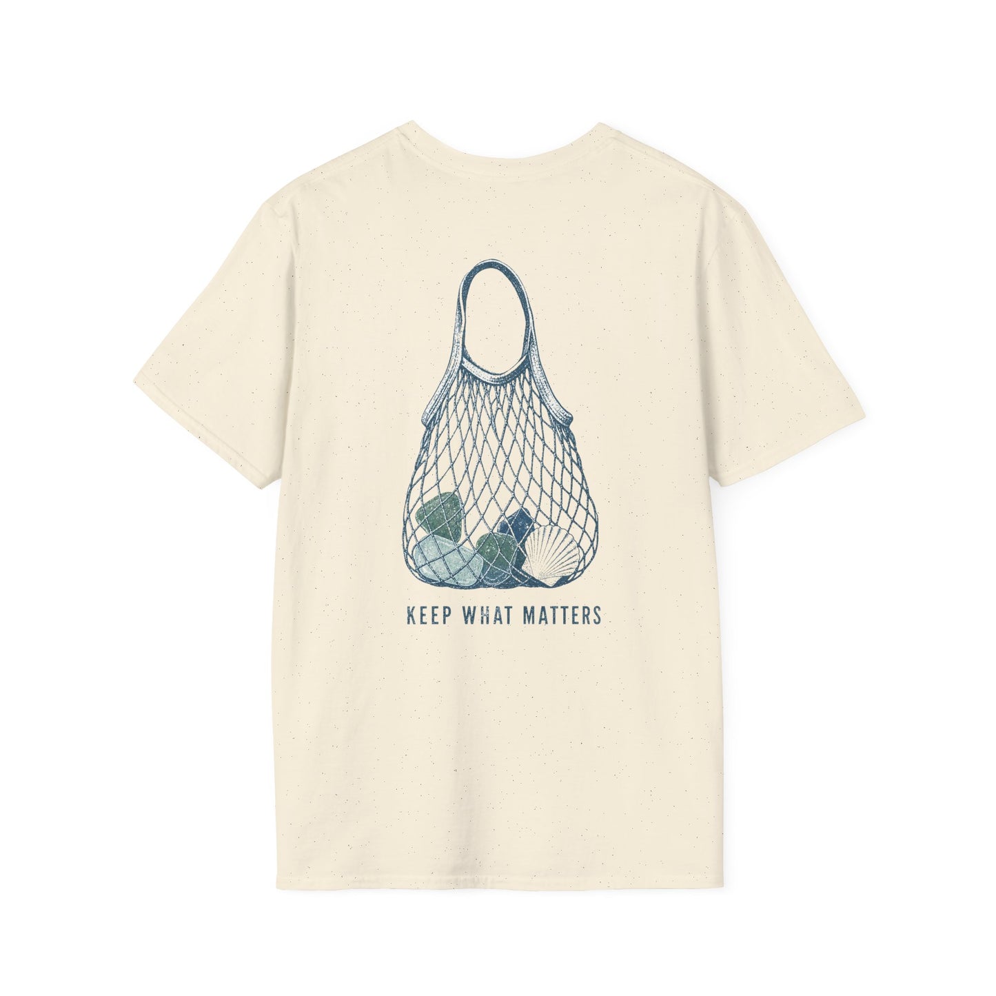Keep What Matters Coastal Seashell Mesh Tote T-Shirt