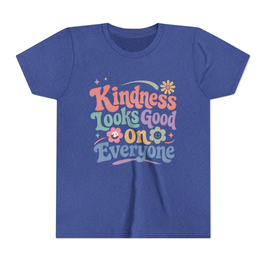 Youth Tee — "Kindness Looks Good On Everyone" Retro Floral Kids T-Shirt