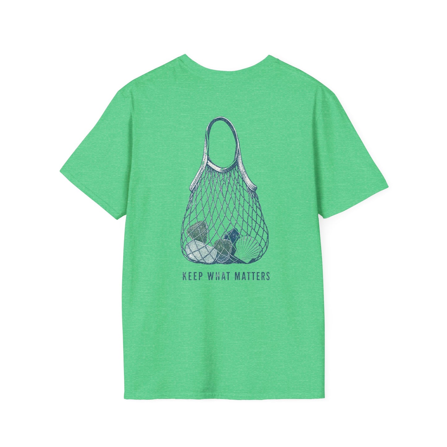 Keep What Matters Coastal Seashell Mesh Tote T-Shirt