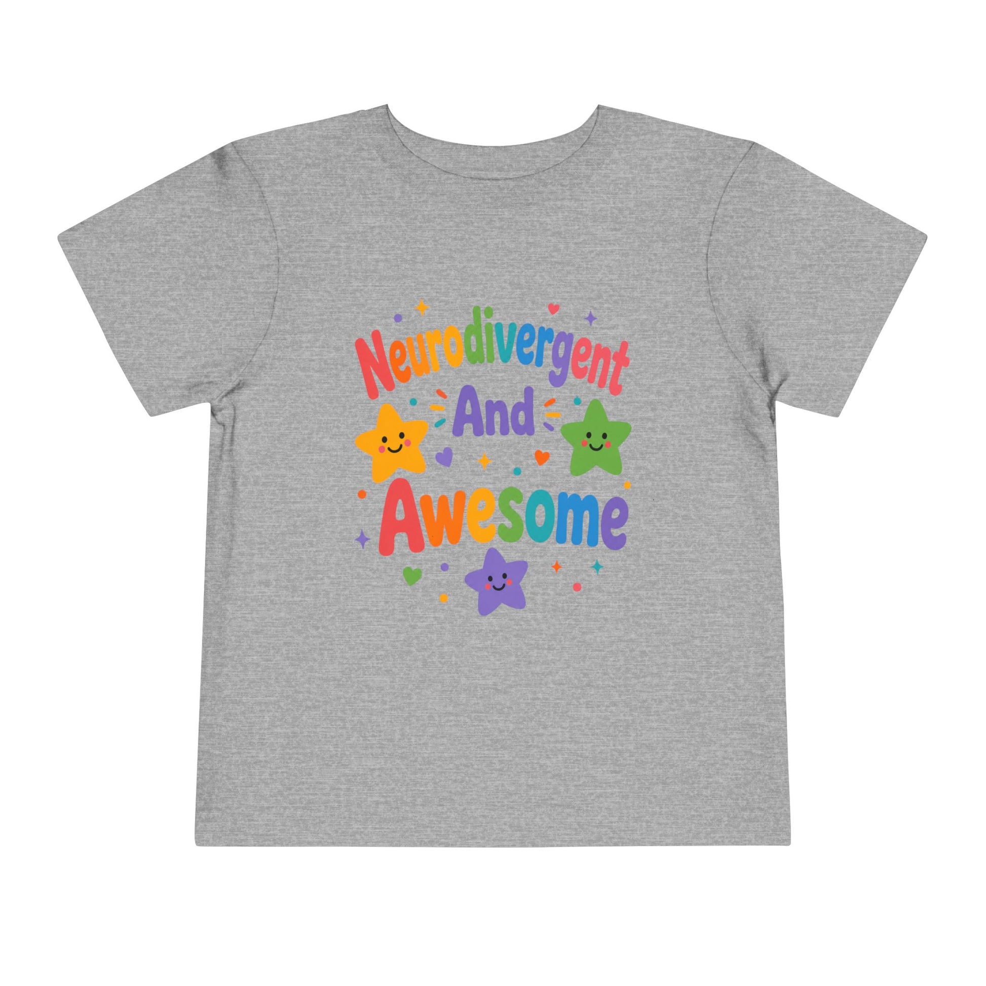 Neurodivergent and Awesome Toddler Tee — Colorful Pride Kids Shirt - Athletic Heather, 4T image