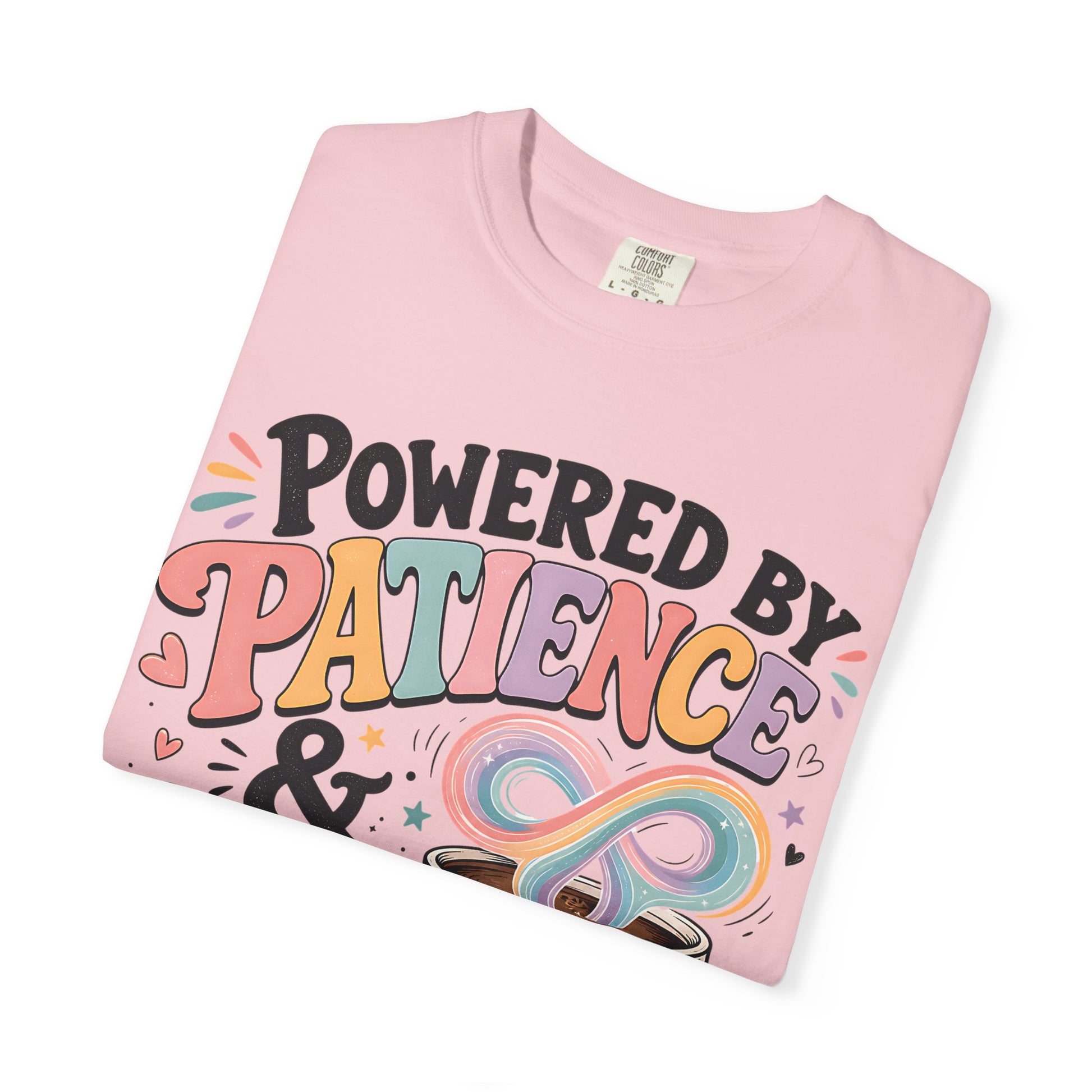 Autism Mom T-Shirt — "Powered by Patience &amp; Coffee" Graphic Tee image 2