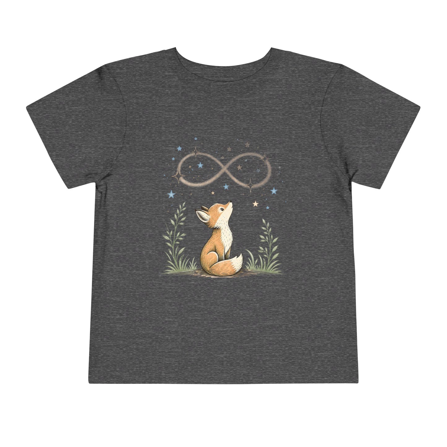 Toddler Tee — Little Fox Gazing at Stars Infinity Design - Dark Heather Grey, 5T image