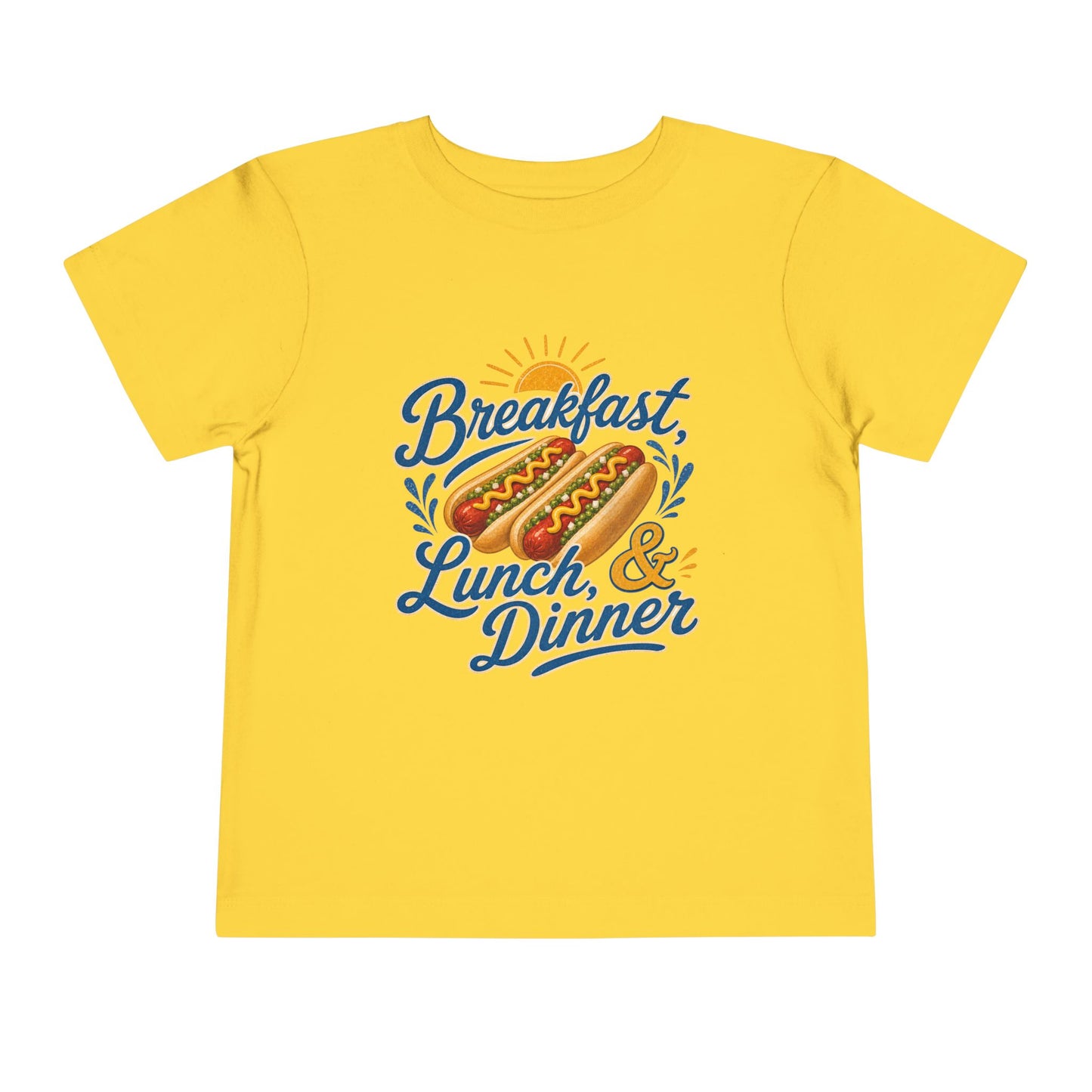 "Breakfast, Lunch & Dinner" Hot Dog Kids T‑Shirt Toddler Tee —