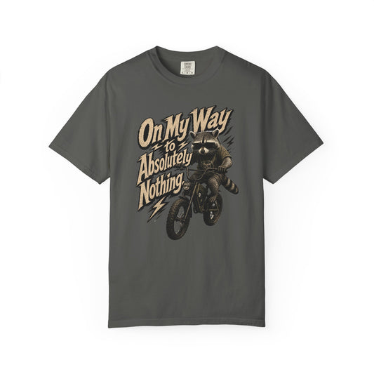 "On My Way to Absolutely Nothing" Raccoon E-Bike Graphic Tee
