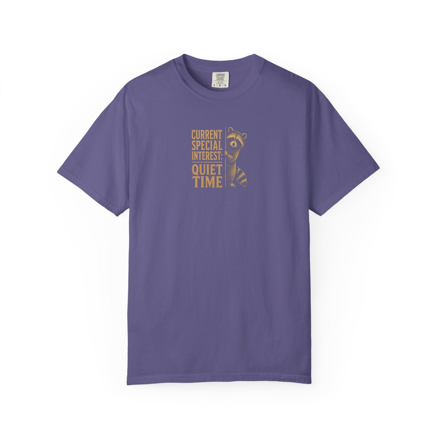 "Current Special Interest: Quiet Time" Cute Raccoon Graphic Tee